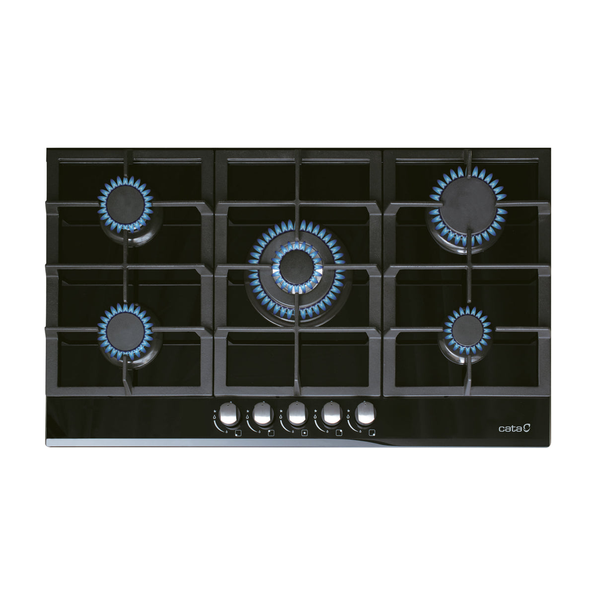 Placa de gas CATA LCI 9041 BK, 5 zonas y cristal negro