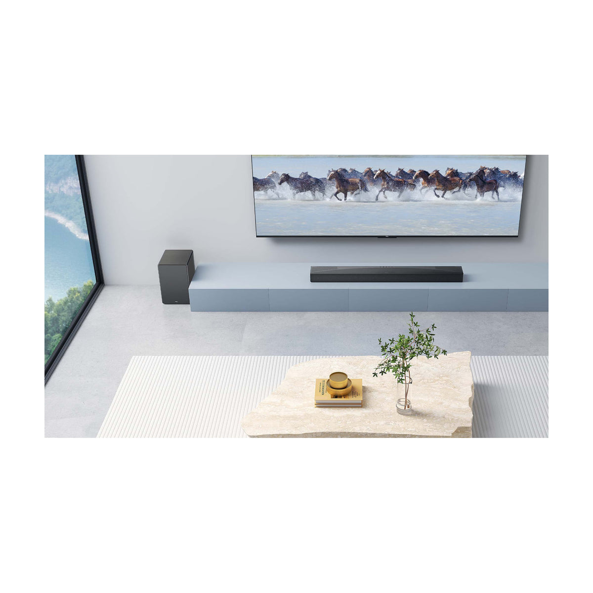 Barra de sonido TCL Q75HE de 5.1.2 canales con Dolby Atmos y subwoofer inalámbrico