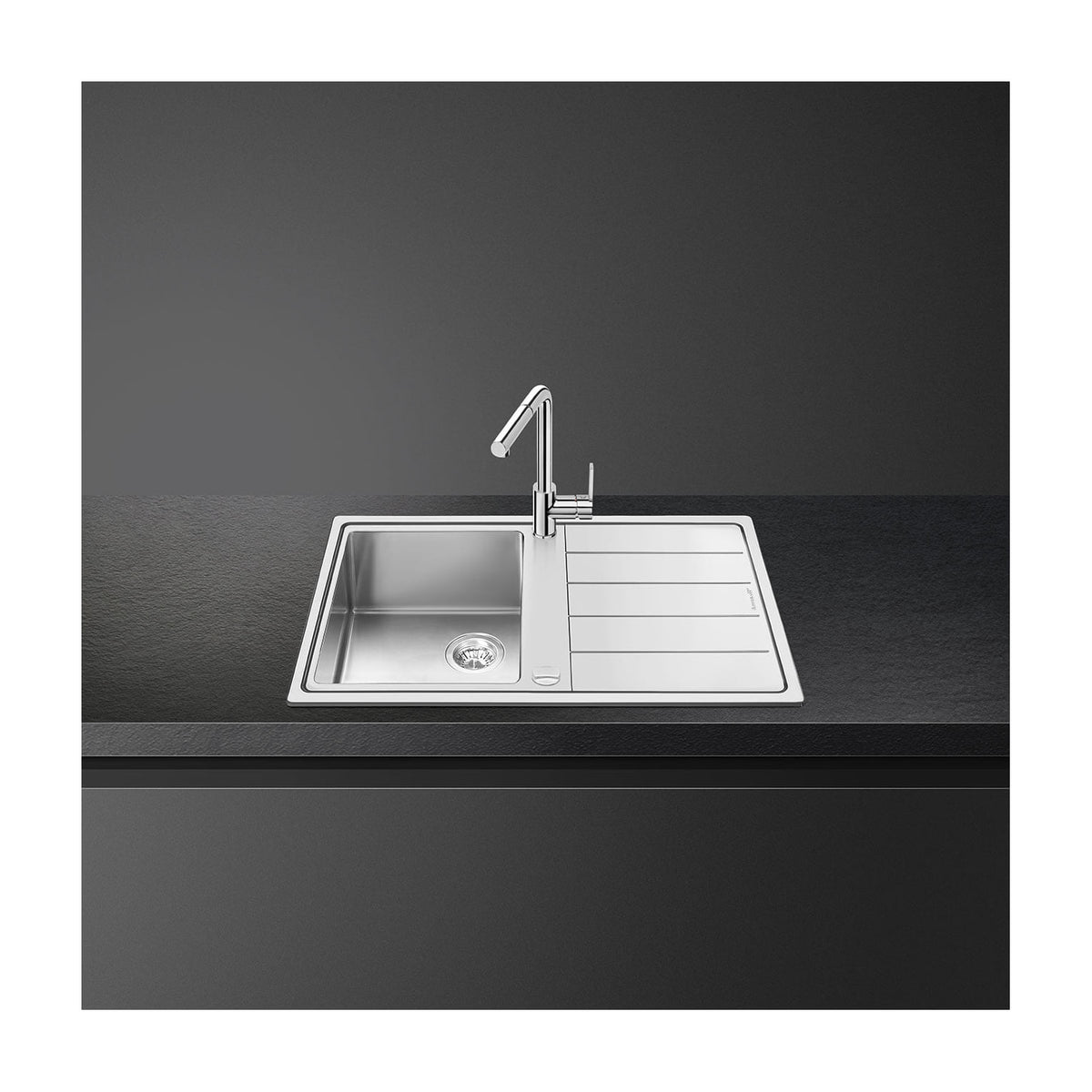 Fregadero Smeg LDR861-2 de acero inoxidable, con escurridor reversible