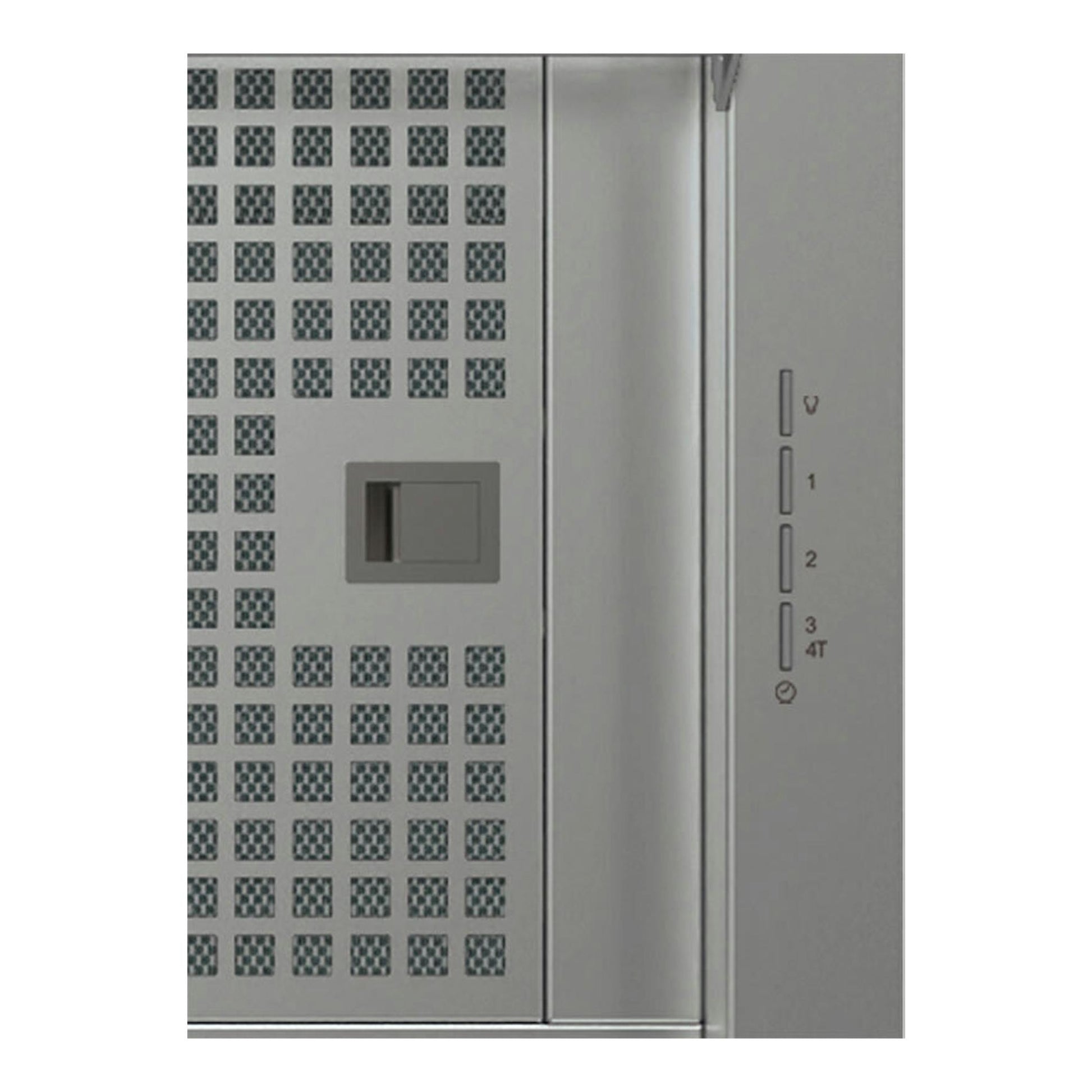 Campana integrable Cata Corona/C Inox, vista frontal en acero inoxidable con controles de velocidad.