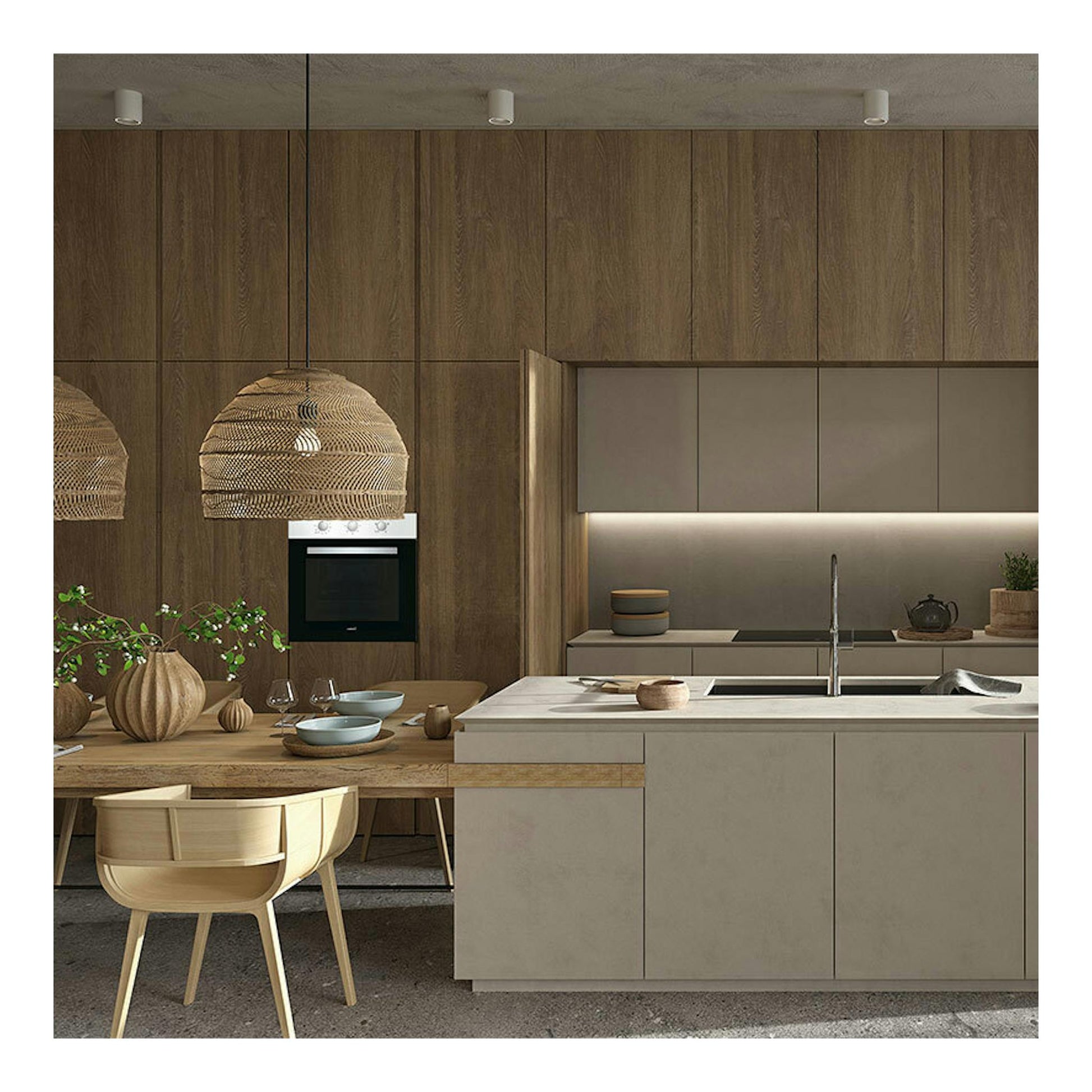 Horno Cata SES7104X/C inox, vista frontal empotrado en pared, con puerta negra y panel superior plateado.