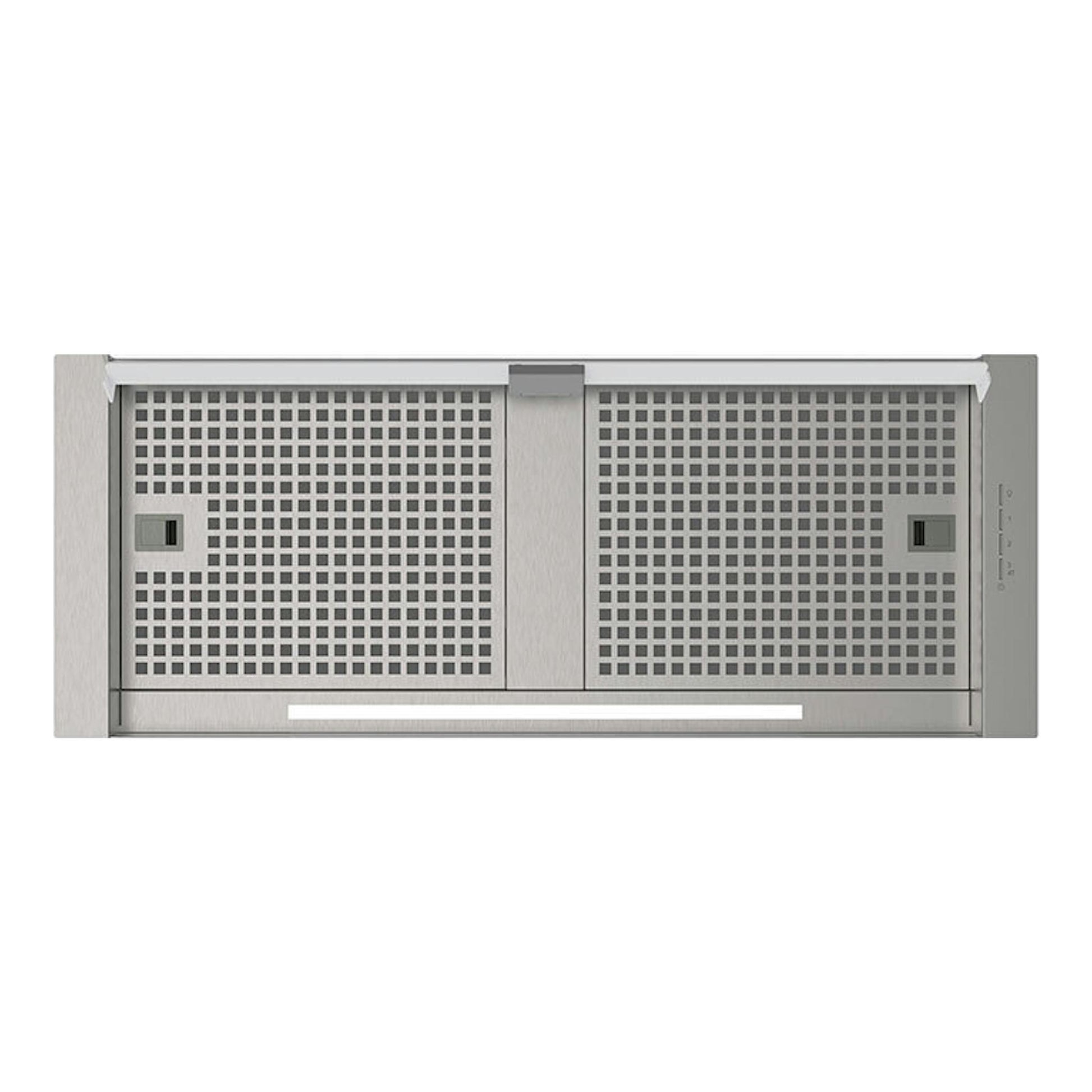 Campana integrable Cata Corona/C Inox de 80 cm, vista frontal, acero inoxidable, con rejillas perforadas.