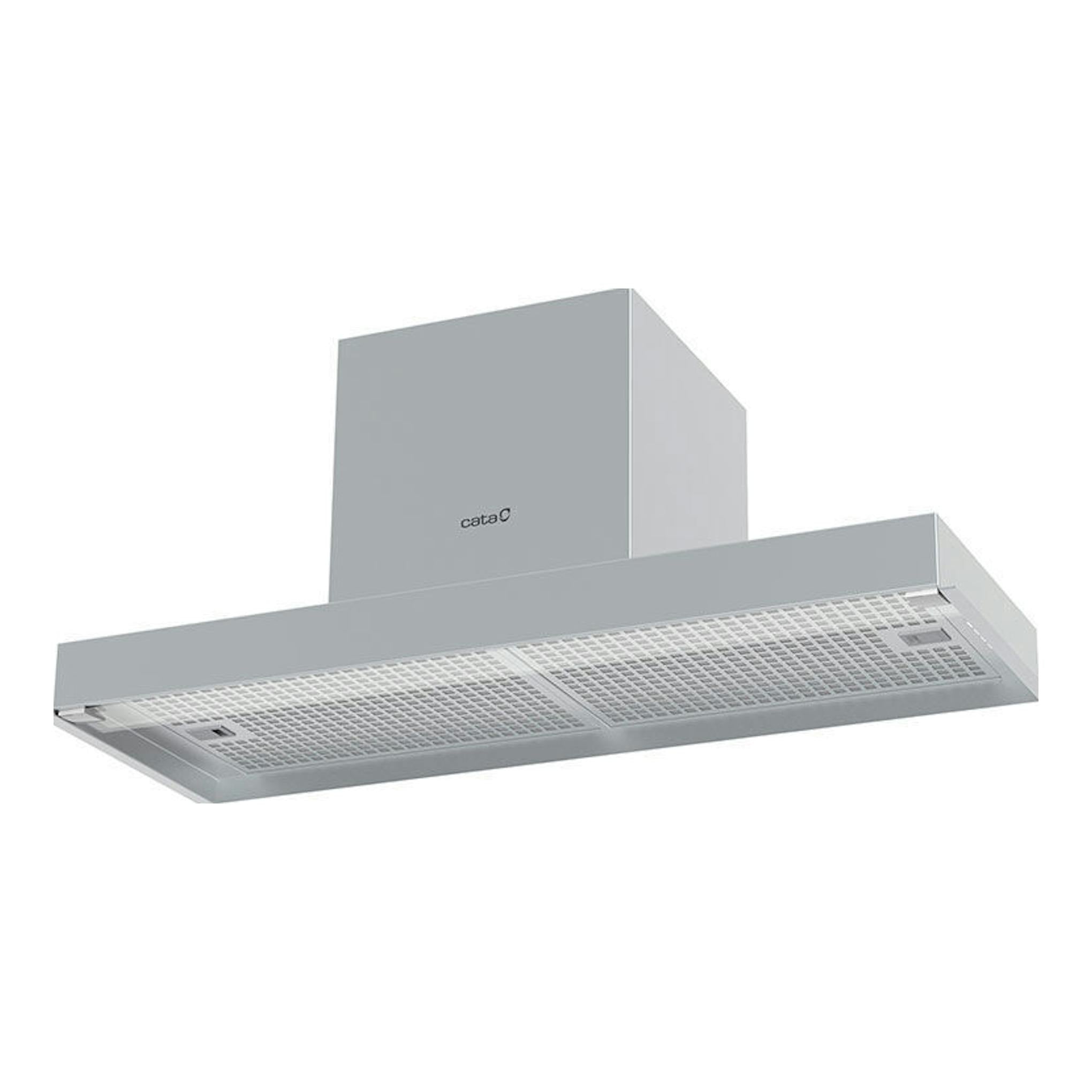 Campana integrable Cata Corona/C Inox de 90 cm, vista inferior en acero inoxidable gris.