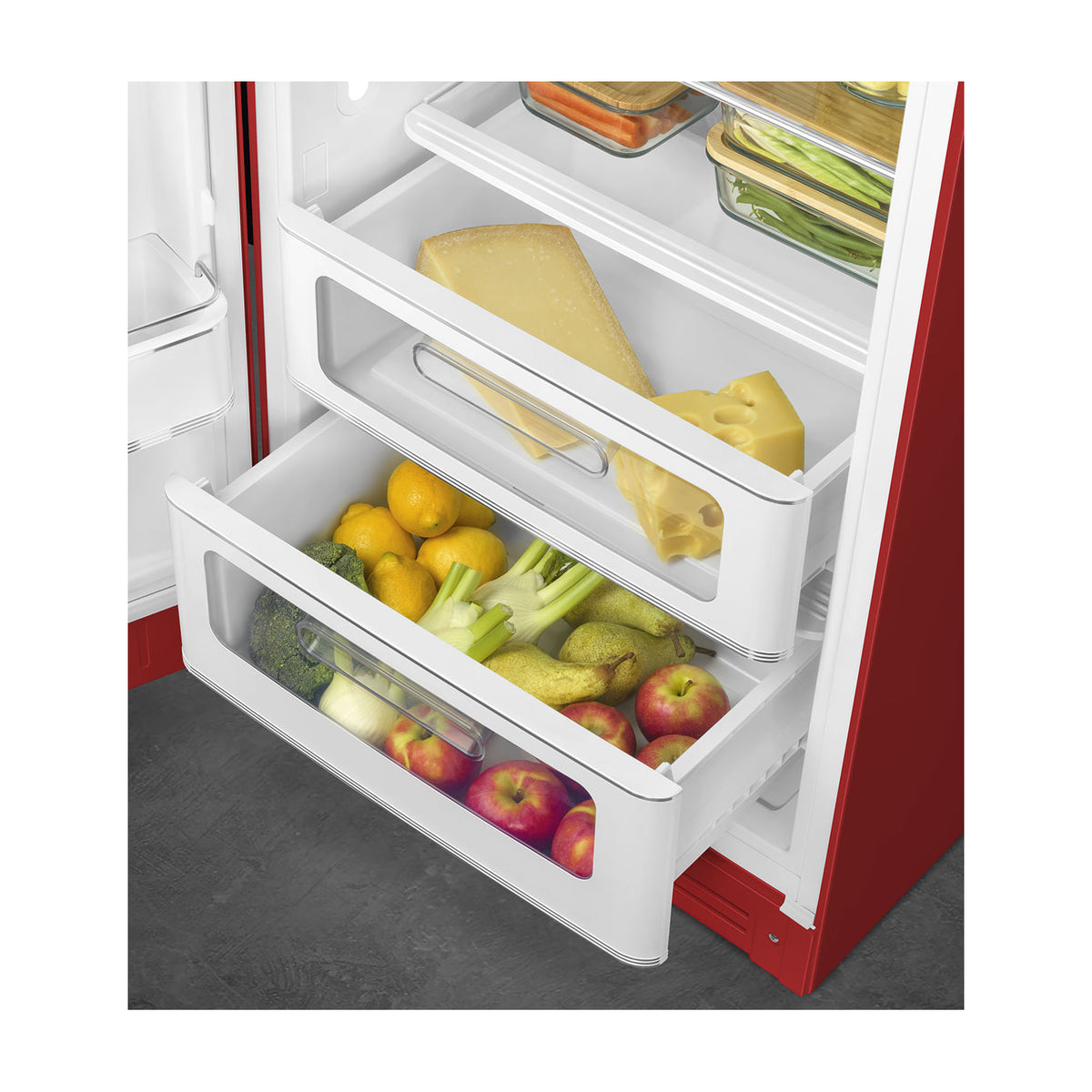 Frigorífico de una puerta Smeg FAB28LRD6, rojo, 270 l y clase C