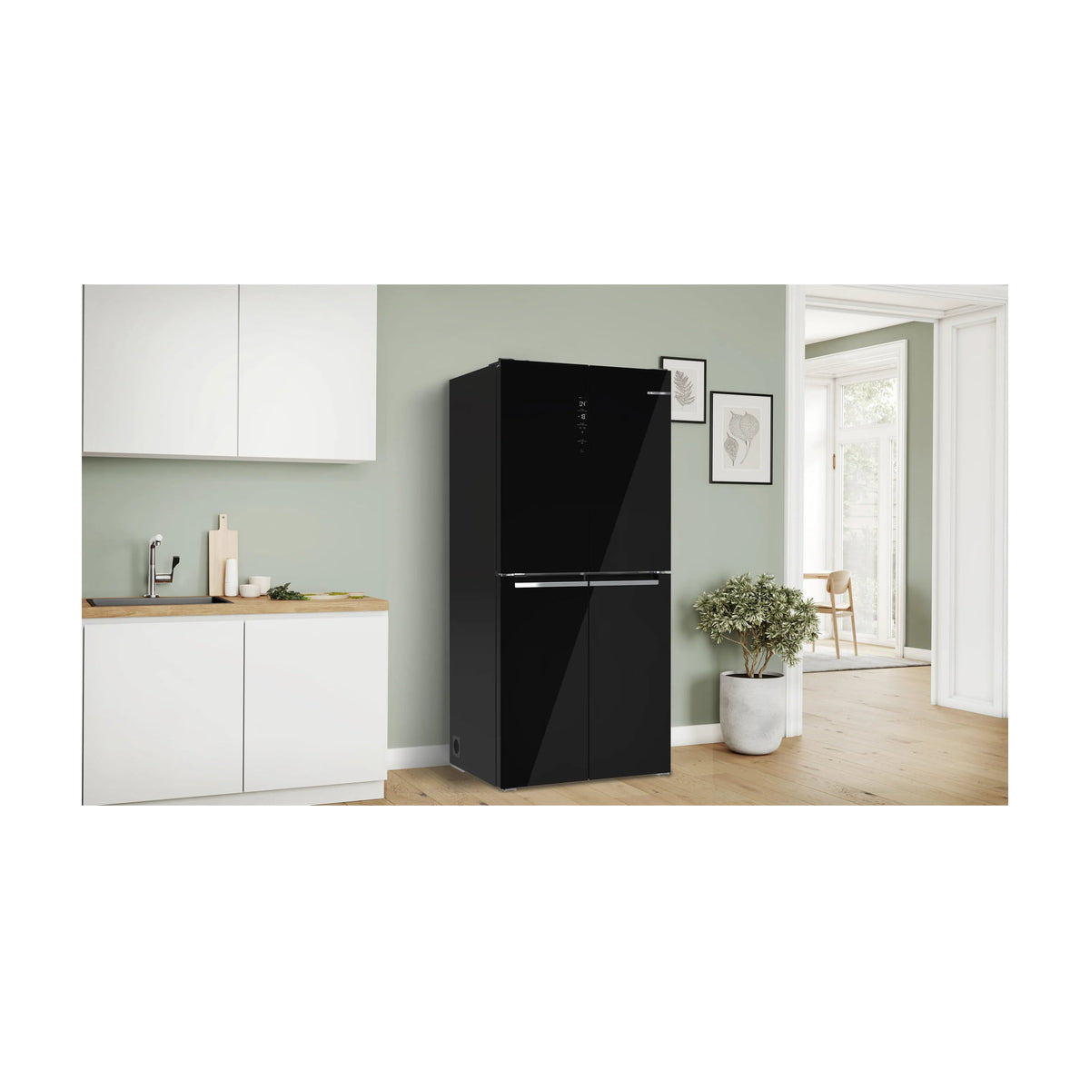Frigorífico americano Bosch KMC85LBEA de 547 l, Total No Frost y cristal negro