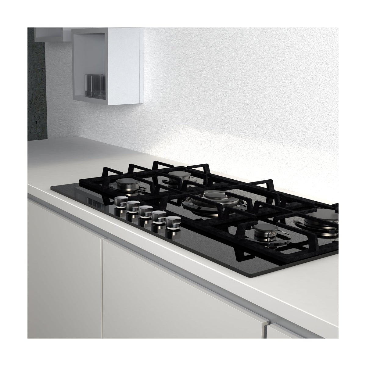 Placa de gas CATA LCI 9041 BK, 5 zonas y cristal negro
