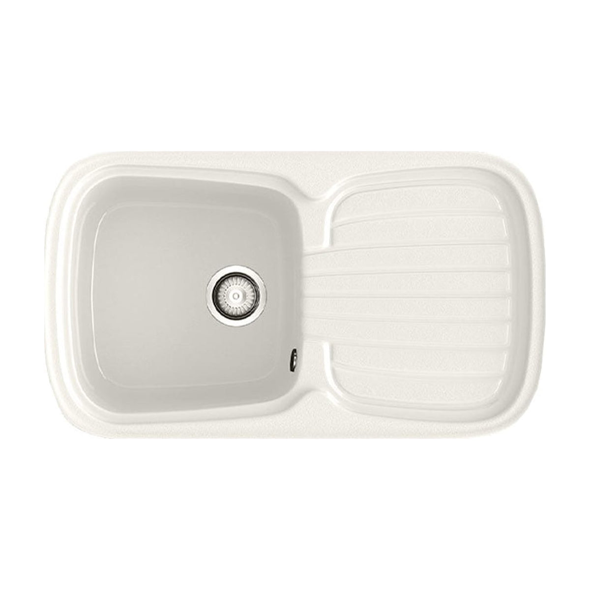 Fregadero Poalgi Diamante 106 de resina, blanco brillo con escurridor