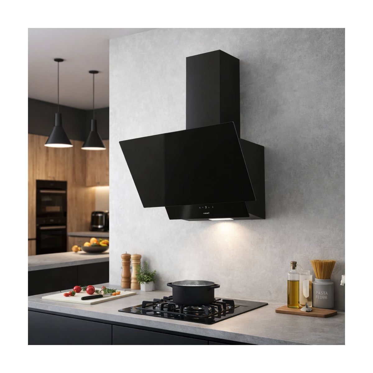 Campana decorativa CATA Juno 6000 GBK de 60 cm en cristal negro