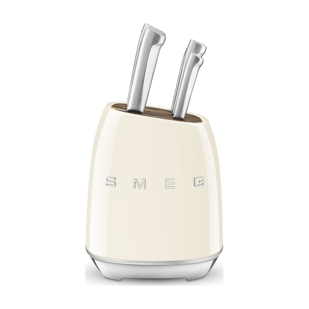 Bloque de cuchillos Smeg KBSF02CR con 6 cuchillos de acero alemán, crema