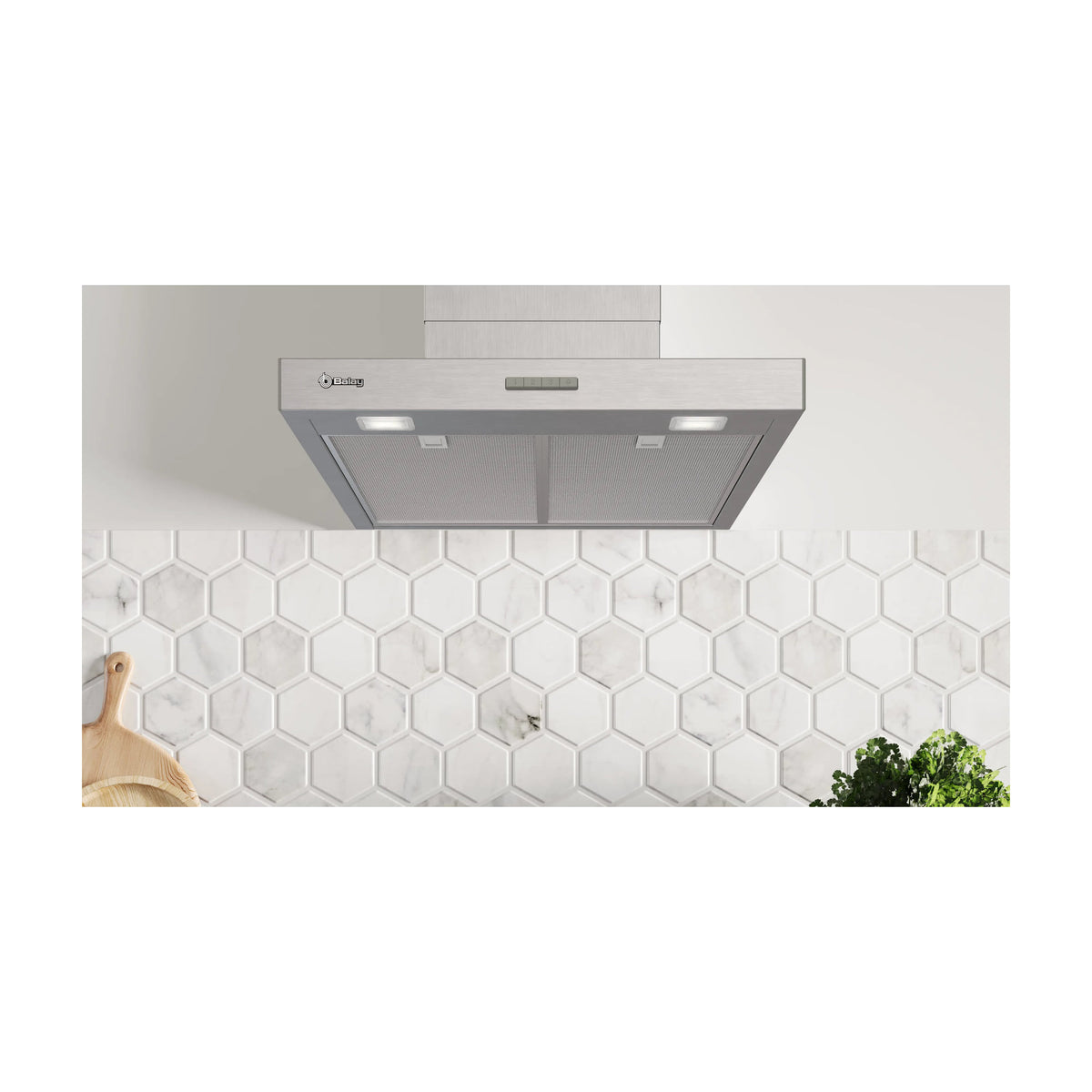 Campana decorativa de pared Balay 3BC864MXD, 60 cm, acero mate antihuellas
