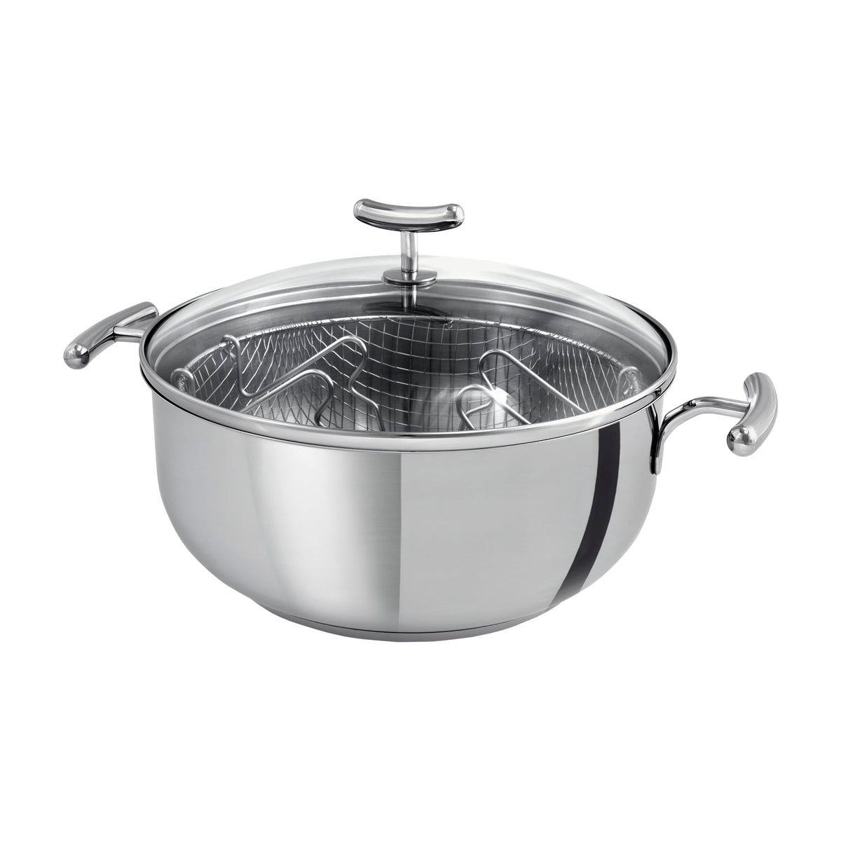 Olla freidora Teka 49004846 de 24 cm y 4,2 l con cesta y tapa de cristal