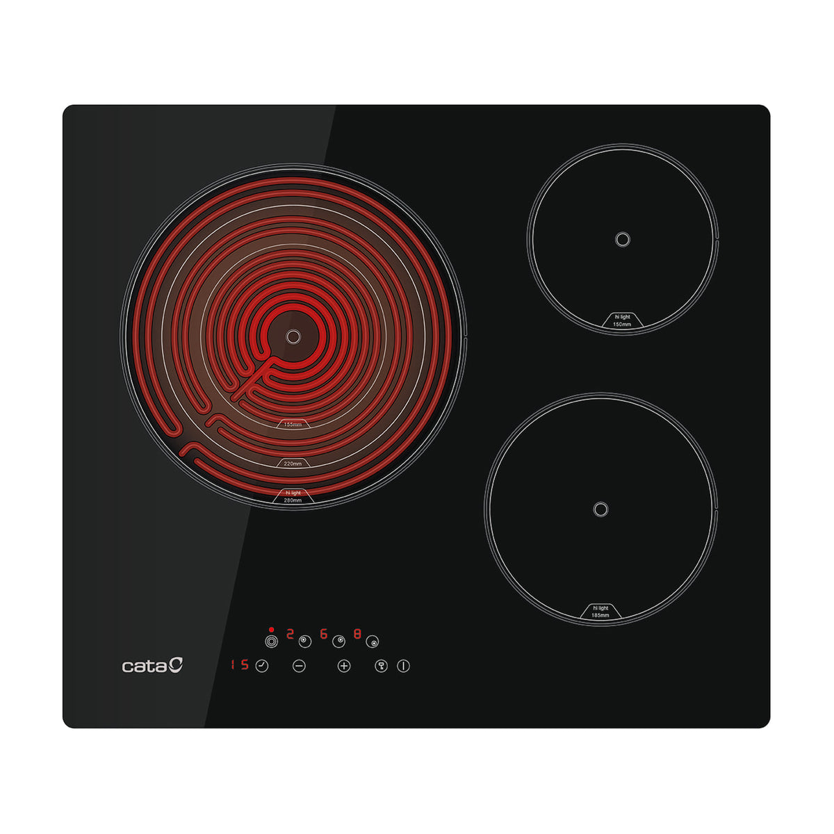 Placa vitrocerámica CATA TT 6003 de 59 cm con 3 zonas