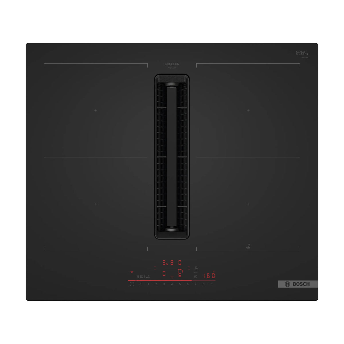 Placa de inducción con extractor Bosch PVQ61AH26E, 60 cm, negro mate