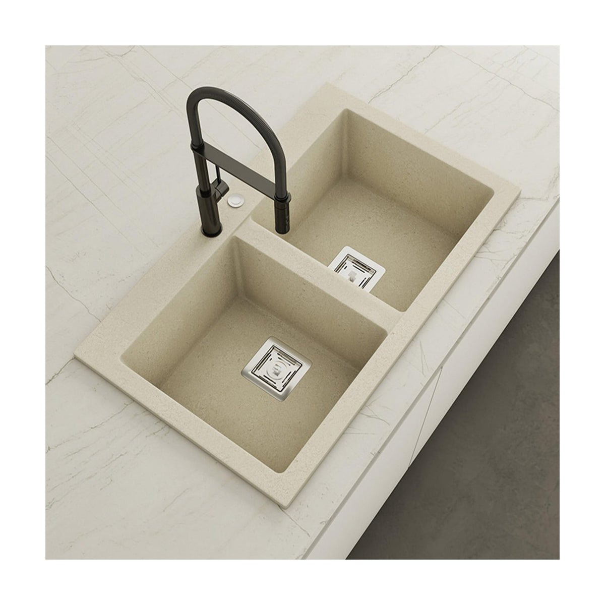 Fregadero Poalgi Kobus 824 Hekla, 2 cubetas, Pumice Beige
