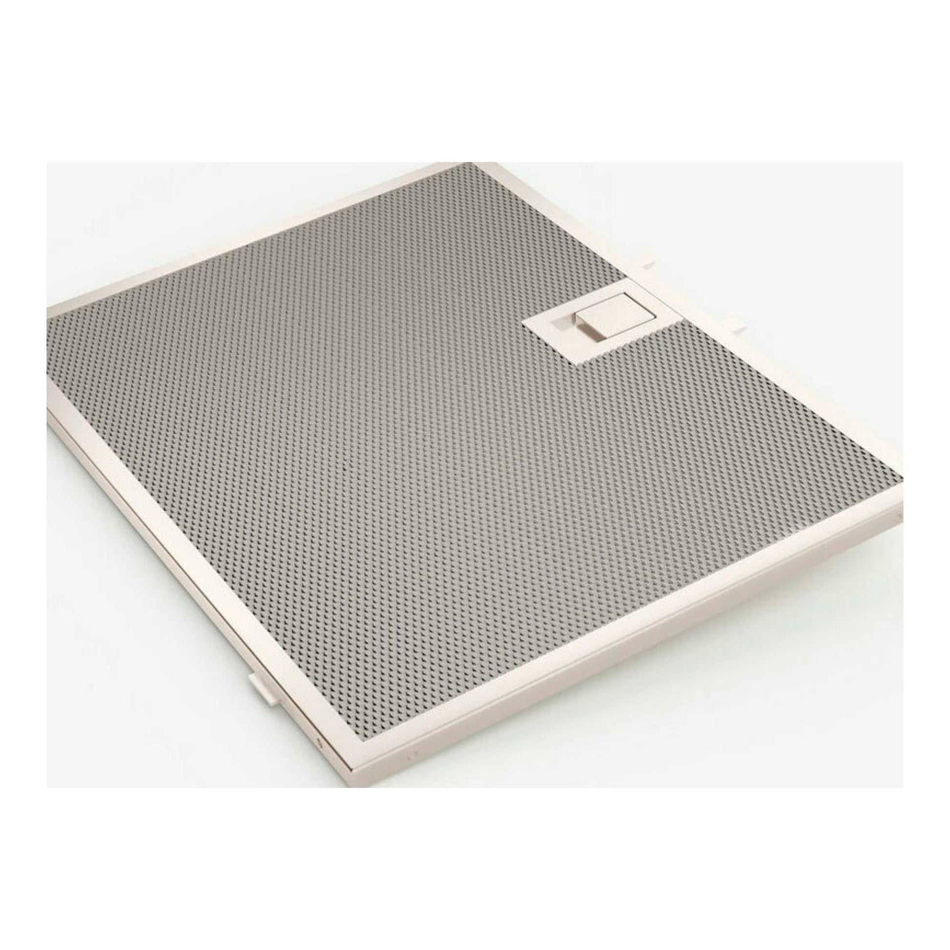 Campana extractora Bosch DBB67AM60 en acero inoxidable, vista en ángulo, con panel perforado rectangular.