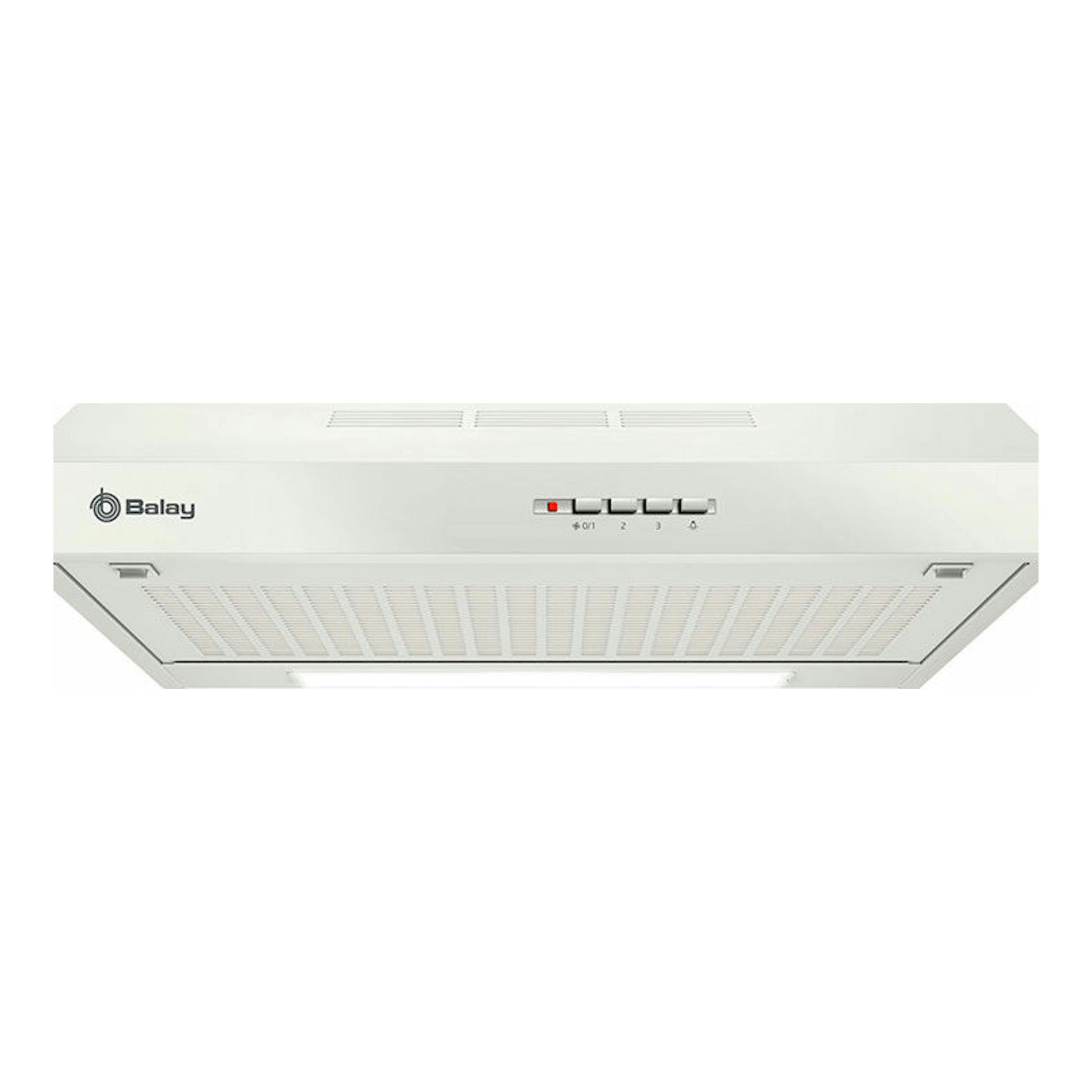 Campana convencional Balay 3BH262MBX blanca, vista frontal, con controles centrales y rejilla inferior.