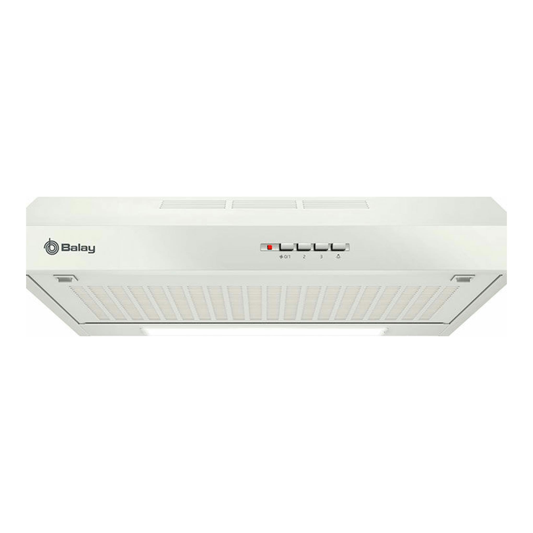 Campana convencional Balay 3BH262MBX blanca, vista frontal, con controles centrales y rejilla inferior.