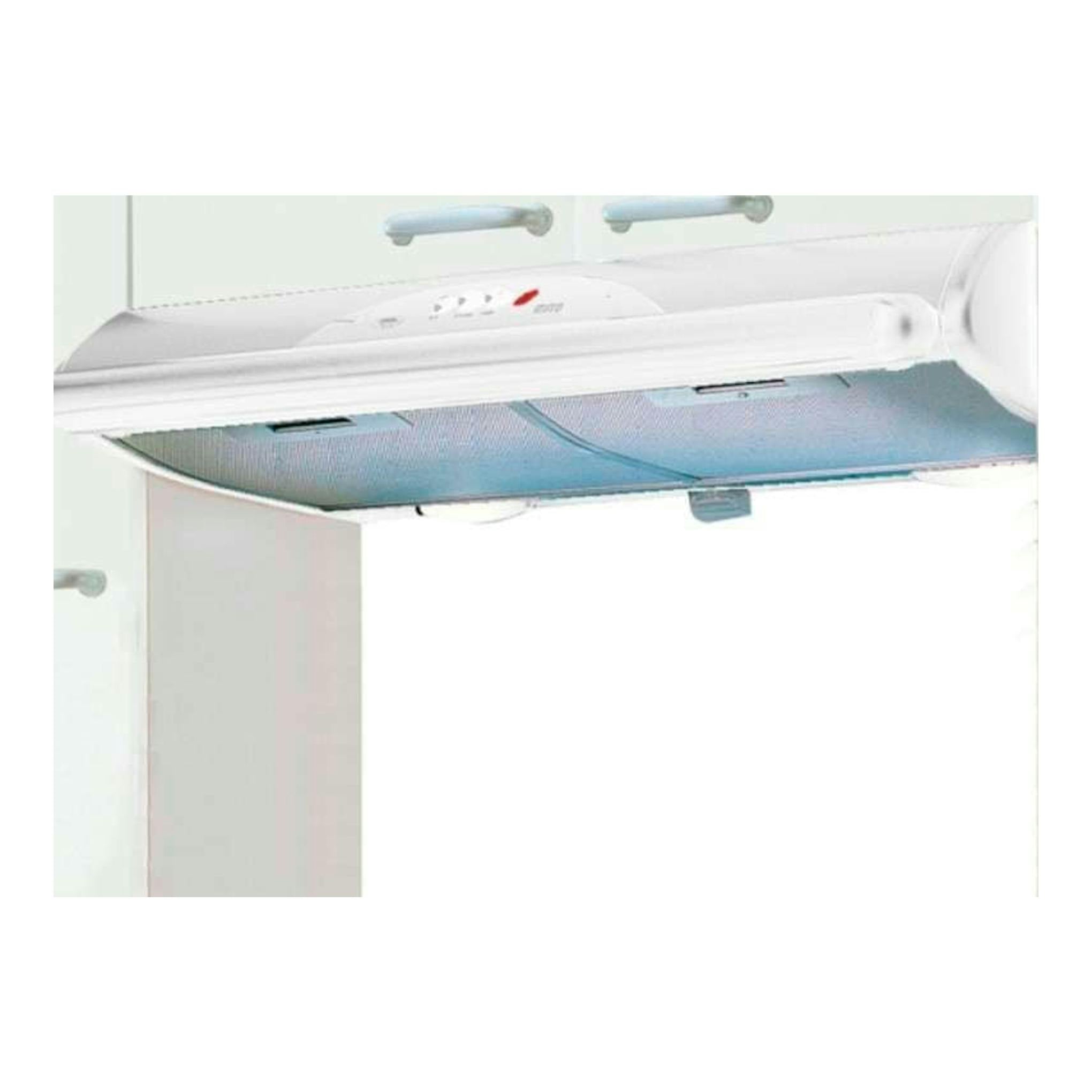 Campana extractora Mepamsa Mito Jet 60 blanca, vista frontal en bajo mueble.