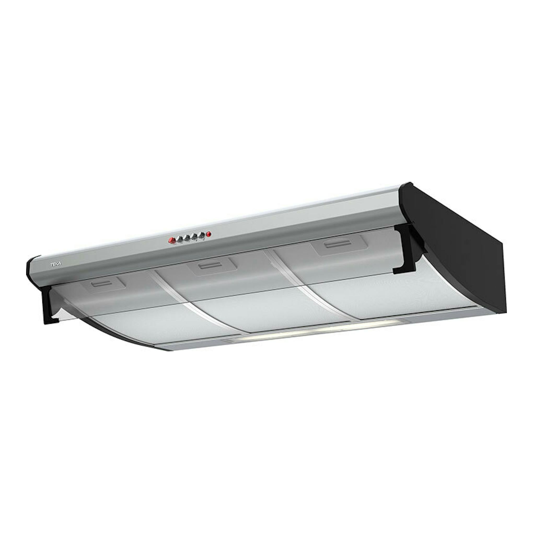 Campana extractora Teka C 9420 Inox, vista en ángulo, acero inoxidable con laterales negros.