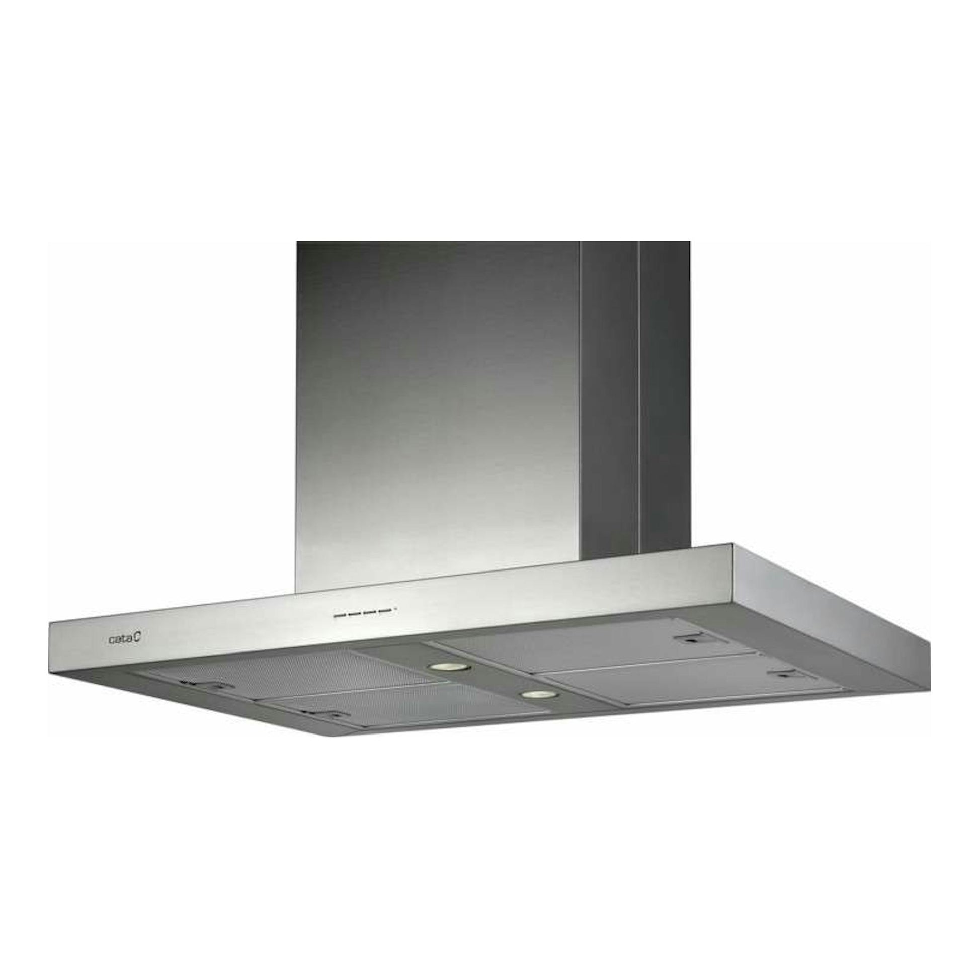 Cata Isla Sygma 900 Inox, campana de isla en acero inoxidable, vista frontal inferior