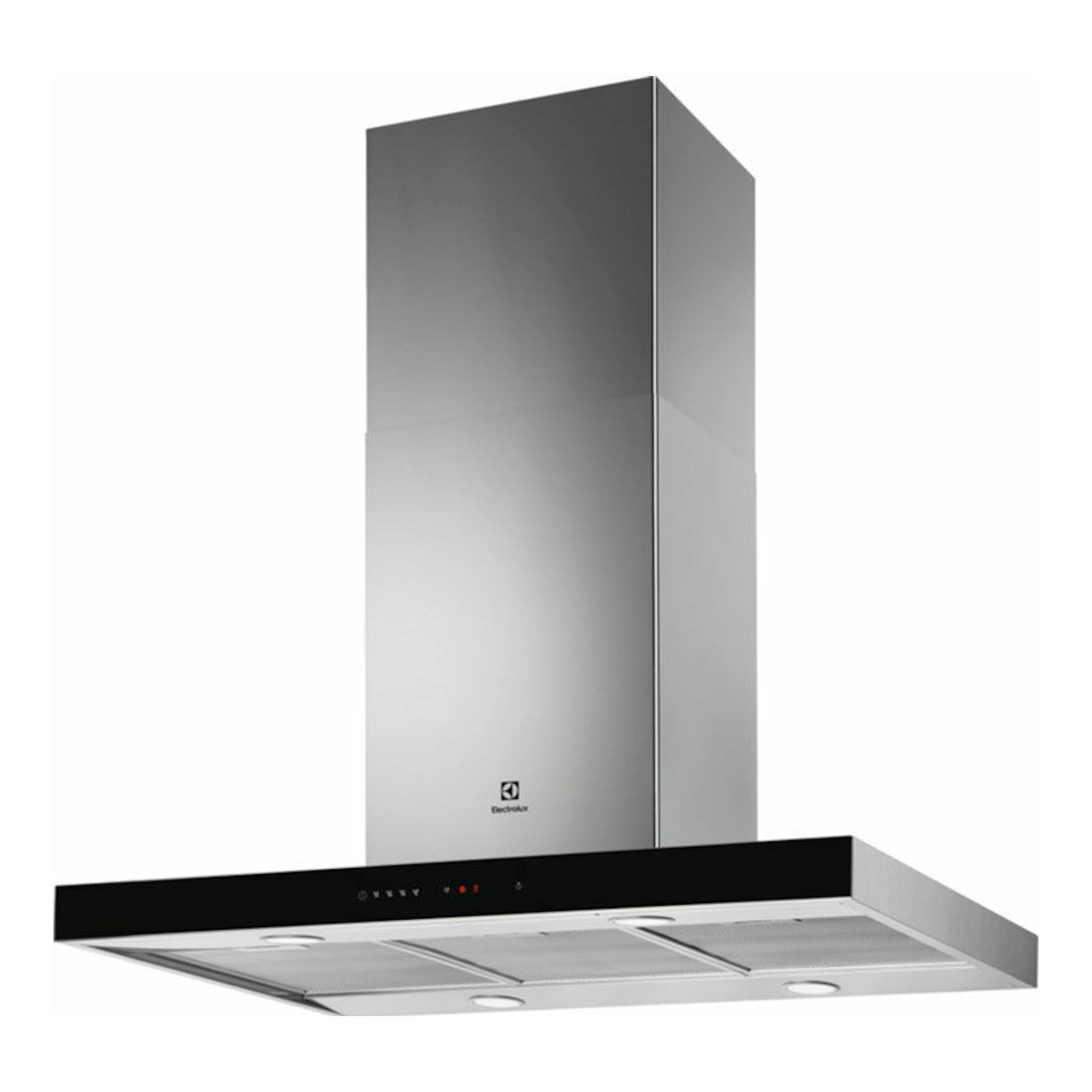 Campana de isla Electrolux LFI769X en acero inoxidable, vista frontal inclinada.