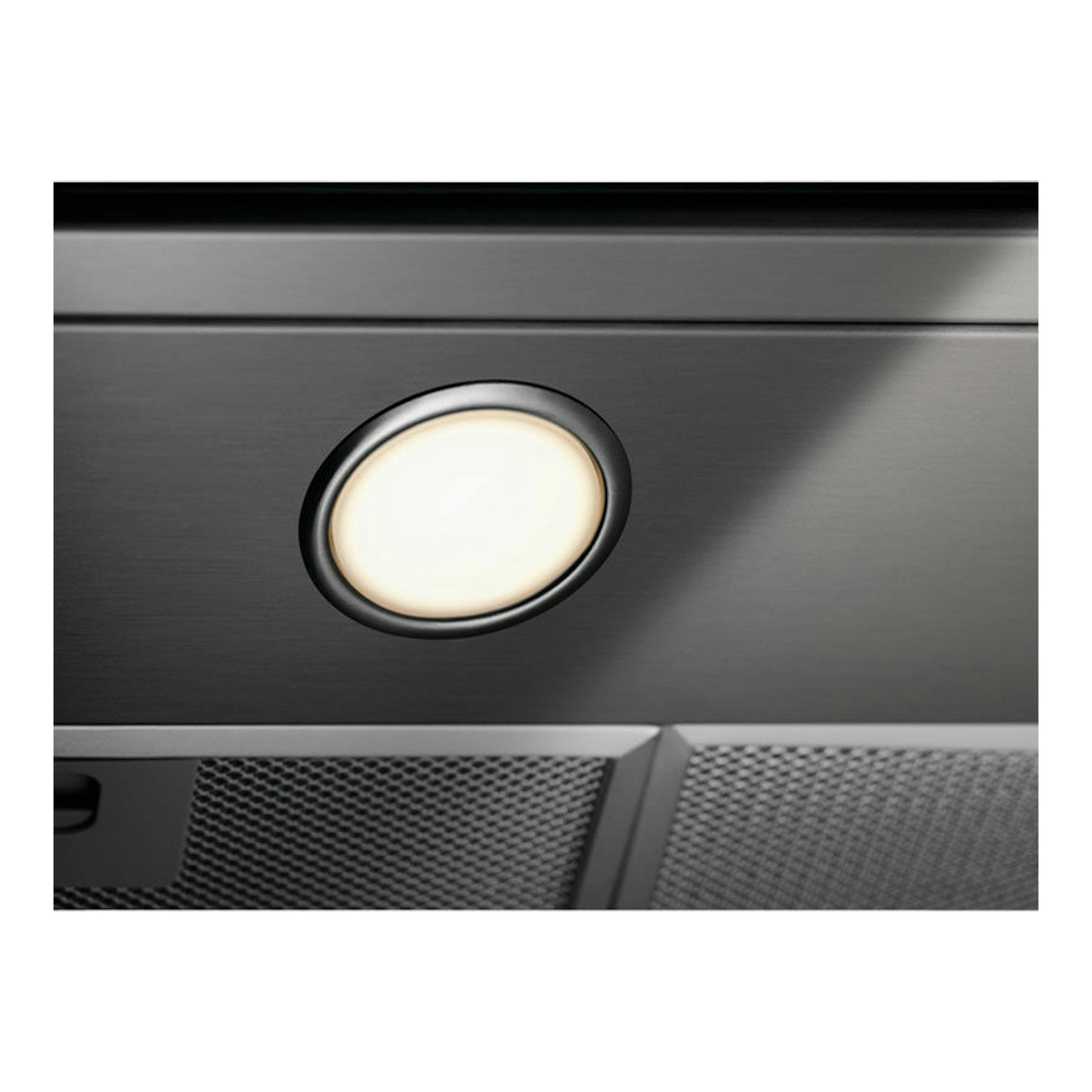 Campana de isla Electrolux LFI769X en acero inoxidable, vista frontal con luz circular encendida.