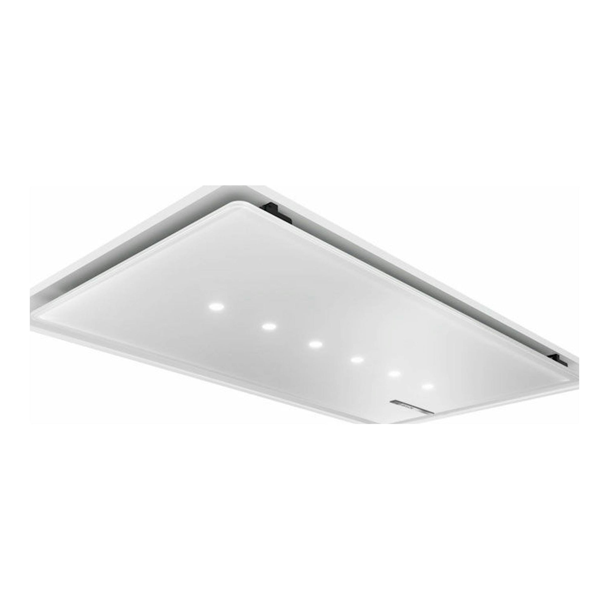 Campana de techo Bosch DRC99PS20 blanca, vista inferior en ángulo, rectangular, con luces LED.