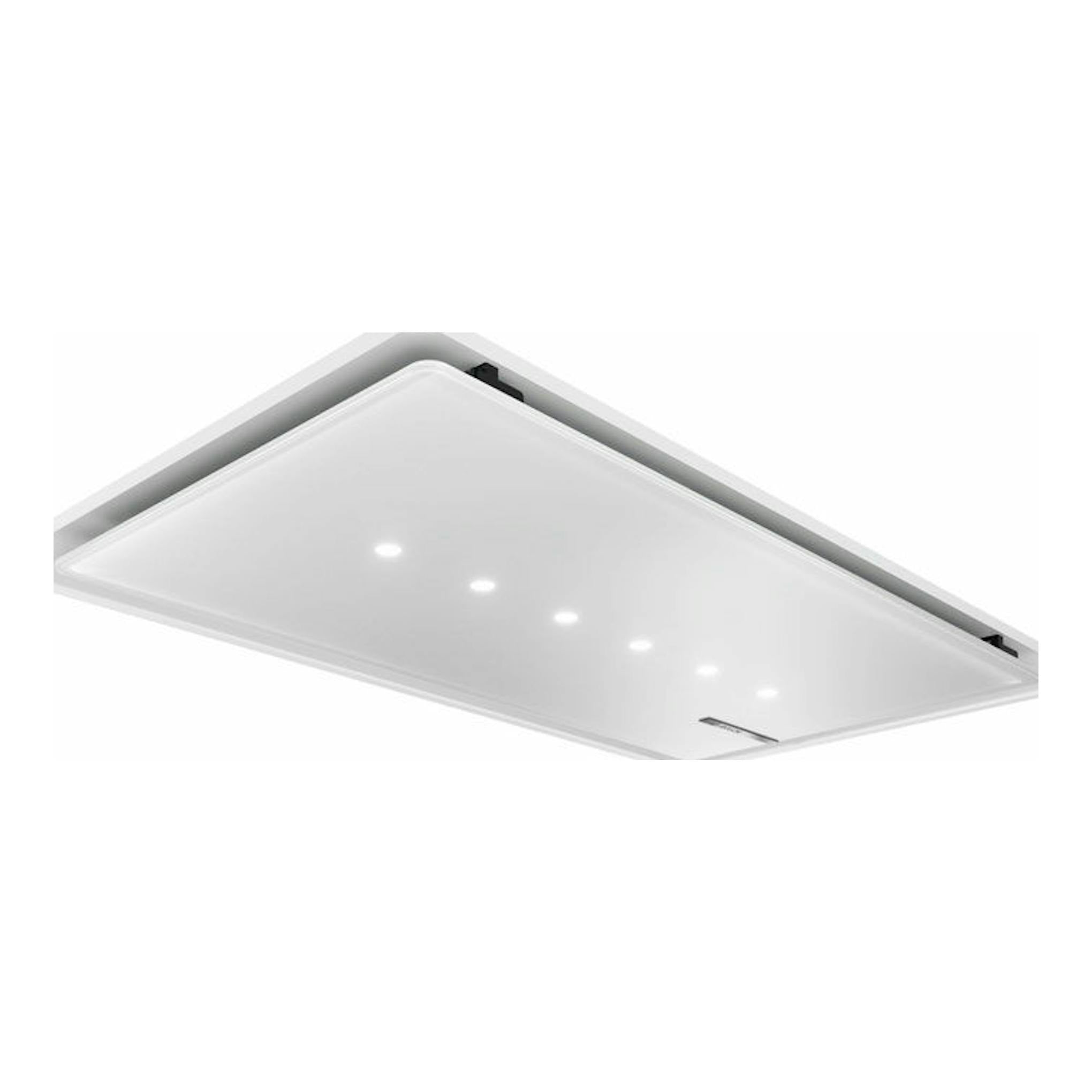 Campana de techo Bosch DRC99PS20 blanca, vista inferior en ángulo, rectangular, con luces LED.
