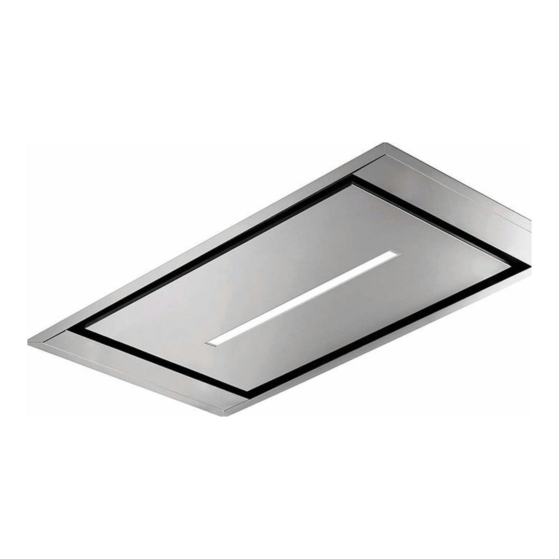 Campana de techo Mepamsa Cielo 120 Inox, rectangular, en acero inoxidable, vista en perspectiva.