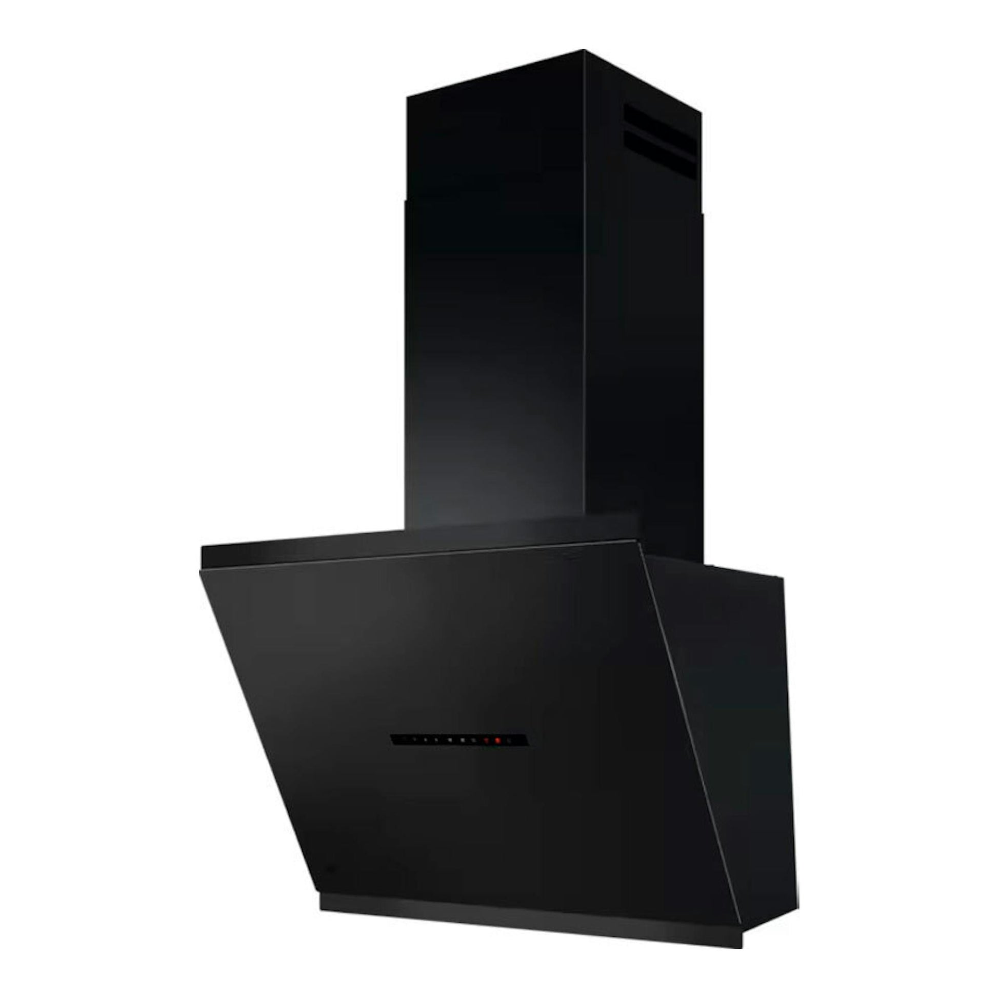 Campana decorativa AEG GV77D61SZ negro mate, vista frontal en ángulo, 60 cm.
