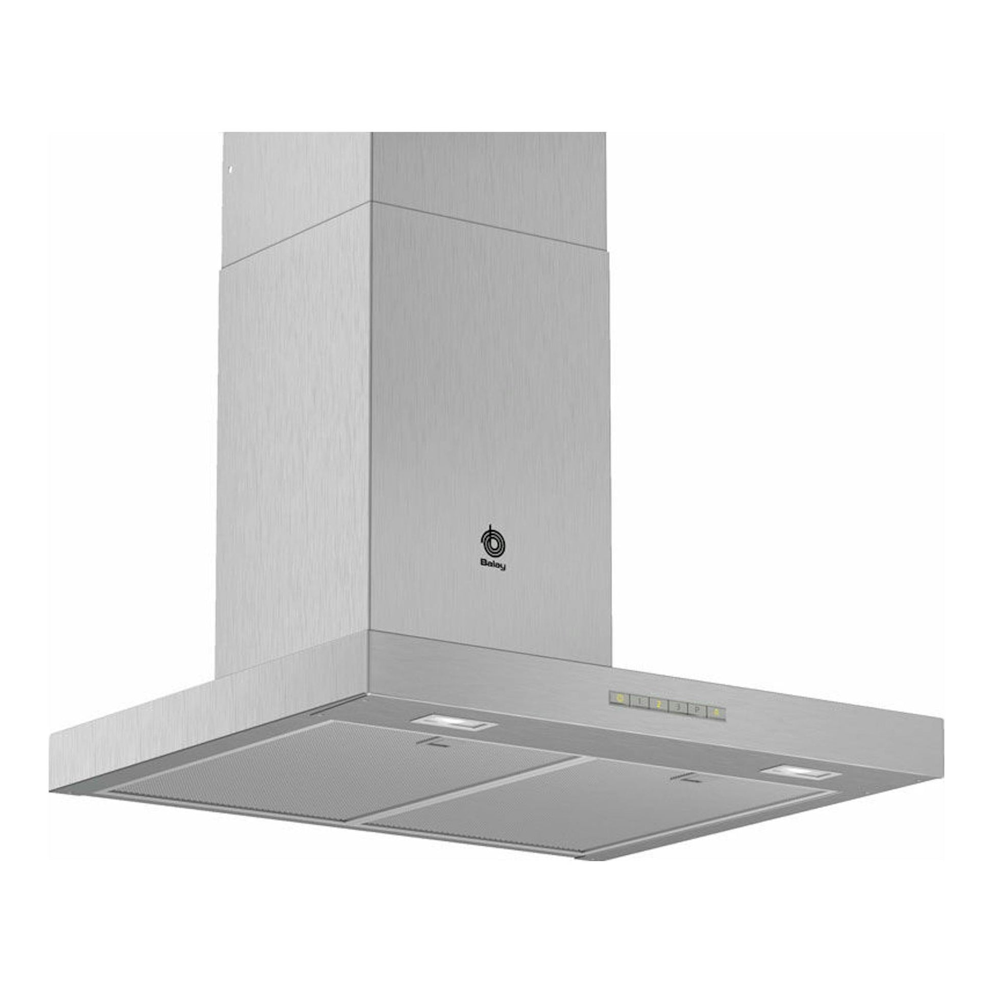 Campana decorativa Balay 3BC067EX de acero inoxidable, vista frontal en perspectiva, con panel de control.
