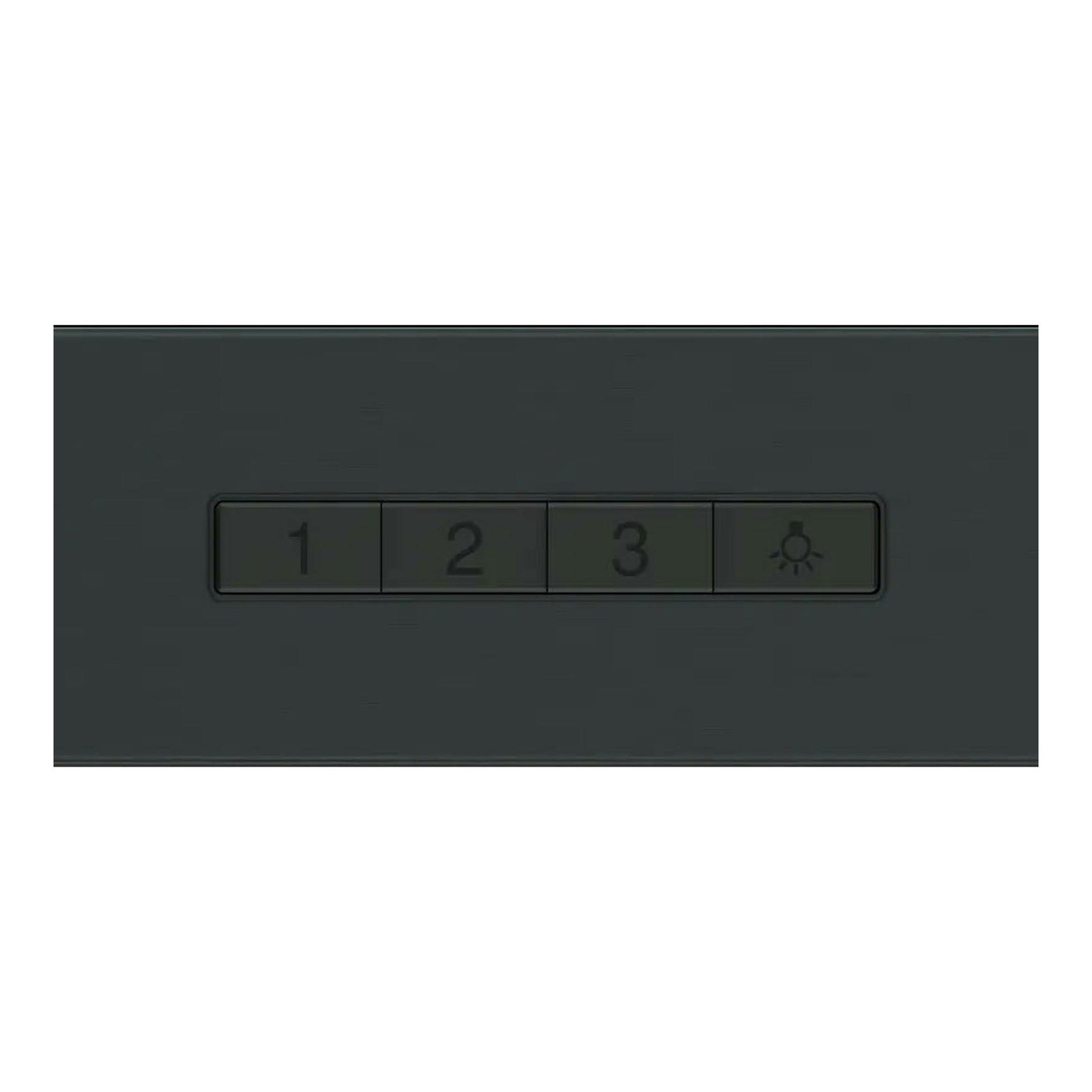 Campana decorativa Balay 3BC096MN negra, vista frontal parcial con panel de botones 1, 2, 3 y luz.