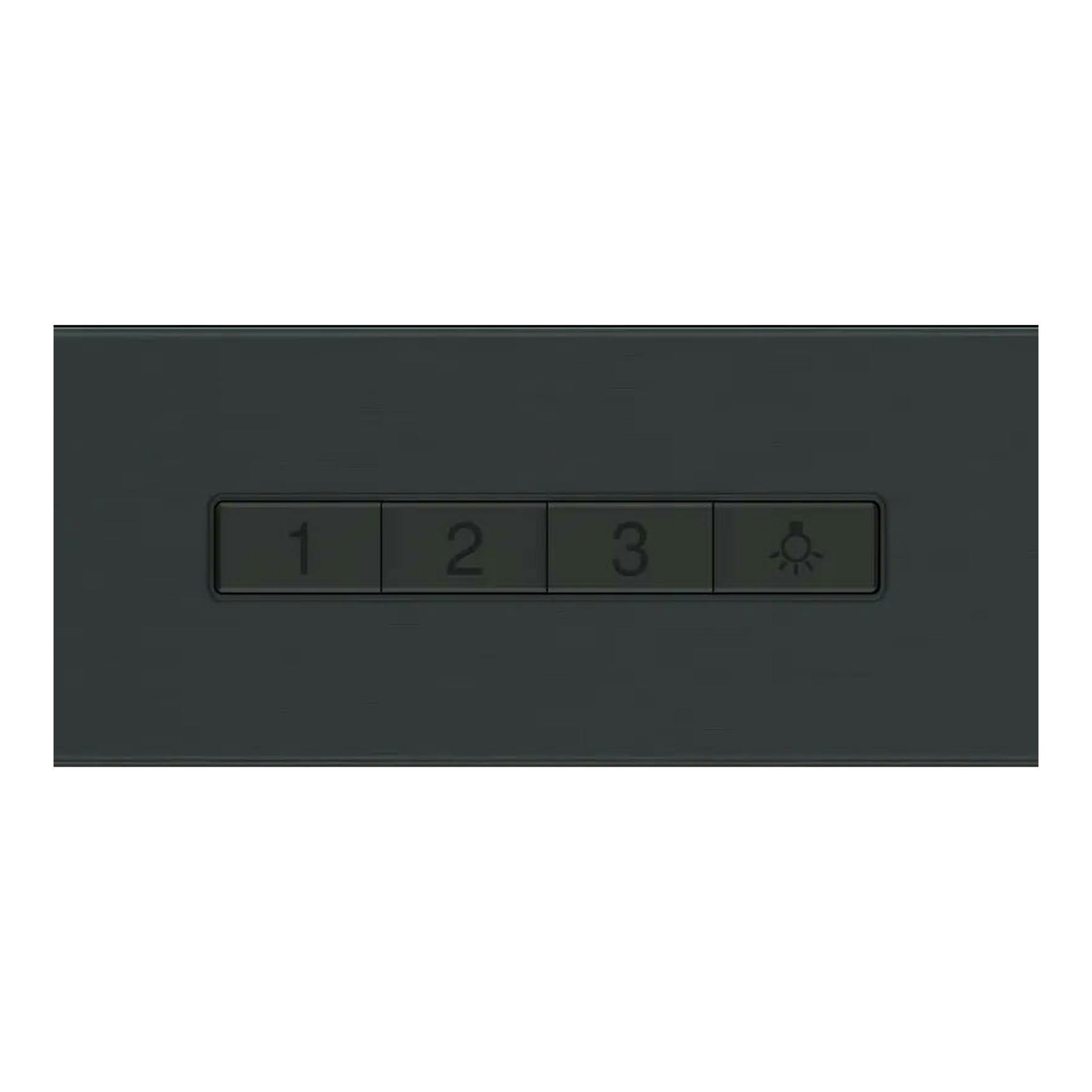 Campana decorativa Balay 3BC096MN negra, vista frontal parcial con panel de botones 1, 2, 3 y luz.