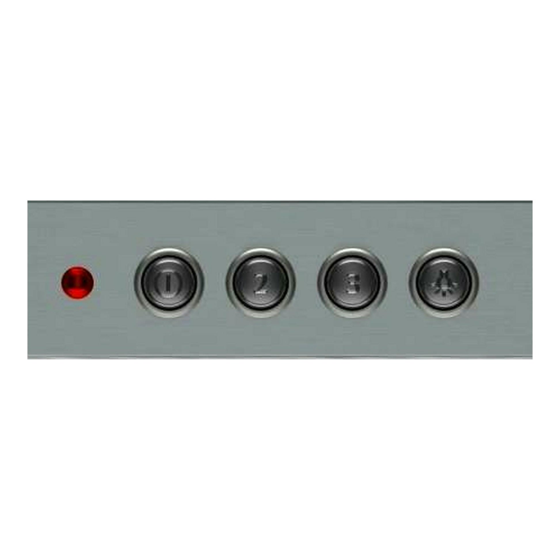 Campana decorativa Balay 3BC663MX inox, primer plano del panel con botones 1, 2, 3 y luz roja.
