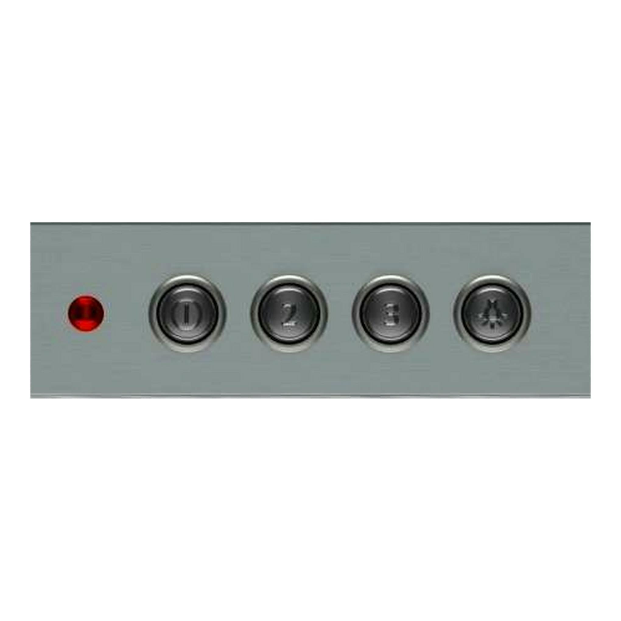 Campana decorativa Balay 3BC663MX inox, primer plano del panel con botones 1, 2, 3 y luz roja.