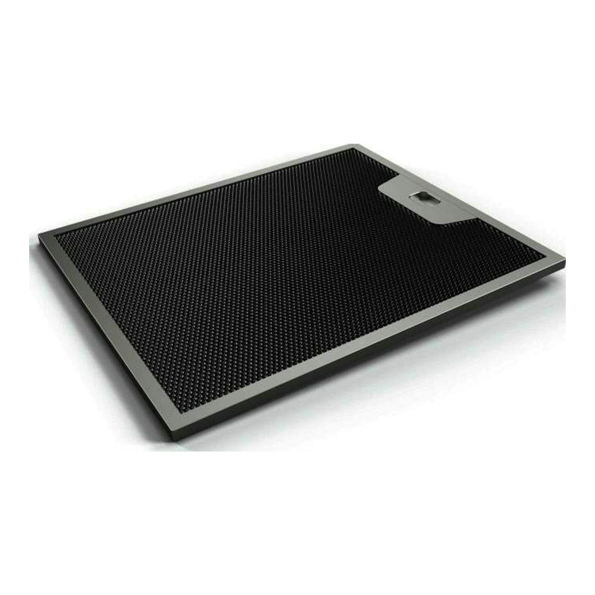 Balay 3BC663MX Inox: campana decorativa negra con marco plateado, vista en perspectiva sobre fondo blanco.