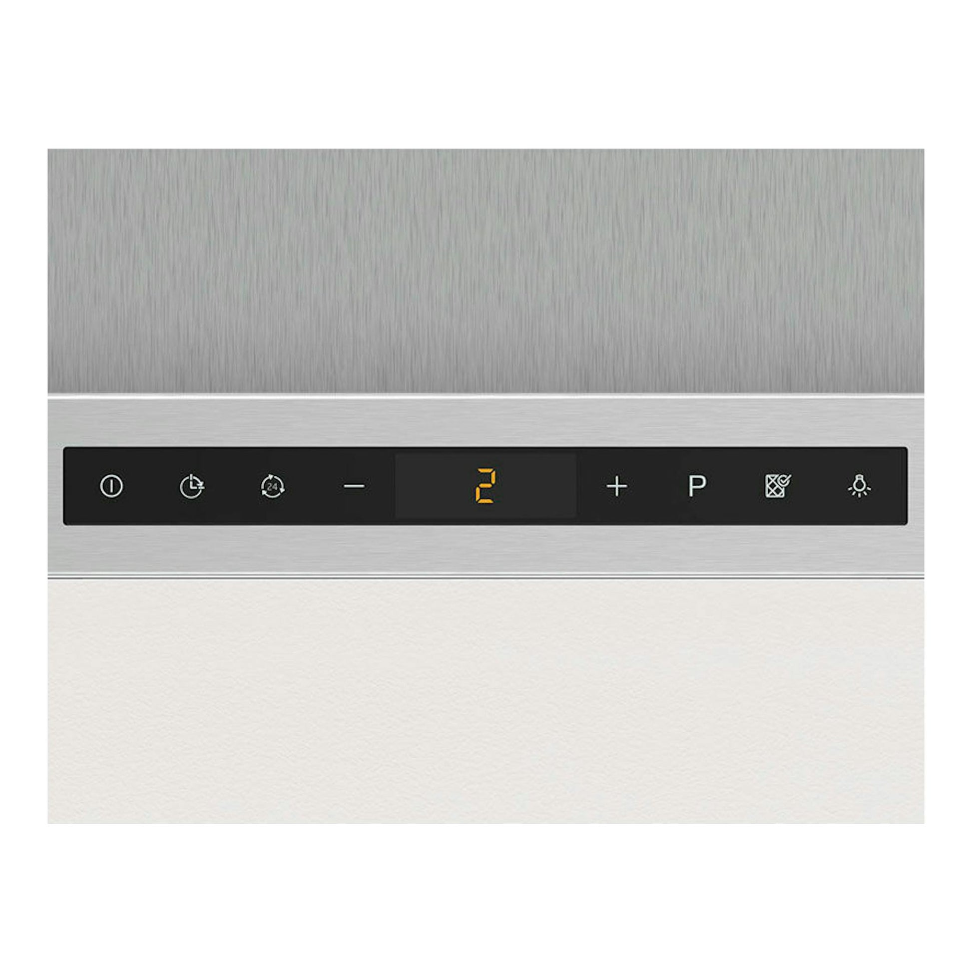 Campana decorativa Balay 3BC978HX inox, vista frontal con panel táctil negro y display digital.