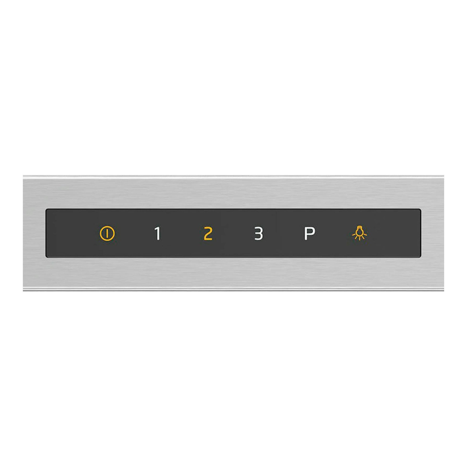 Campana extractora Balay 3BC997GX inox, vista frontal del panel de mandos con botones 1, 2, 3, P y luz.