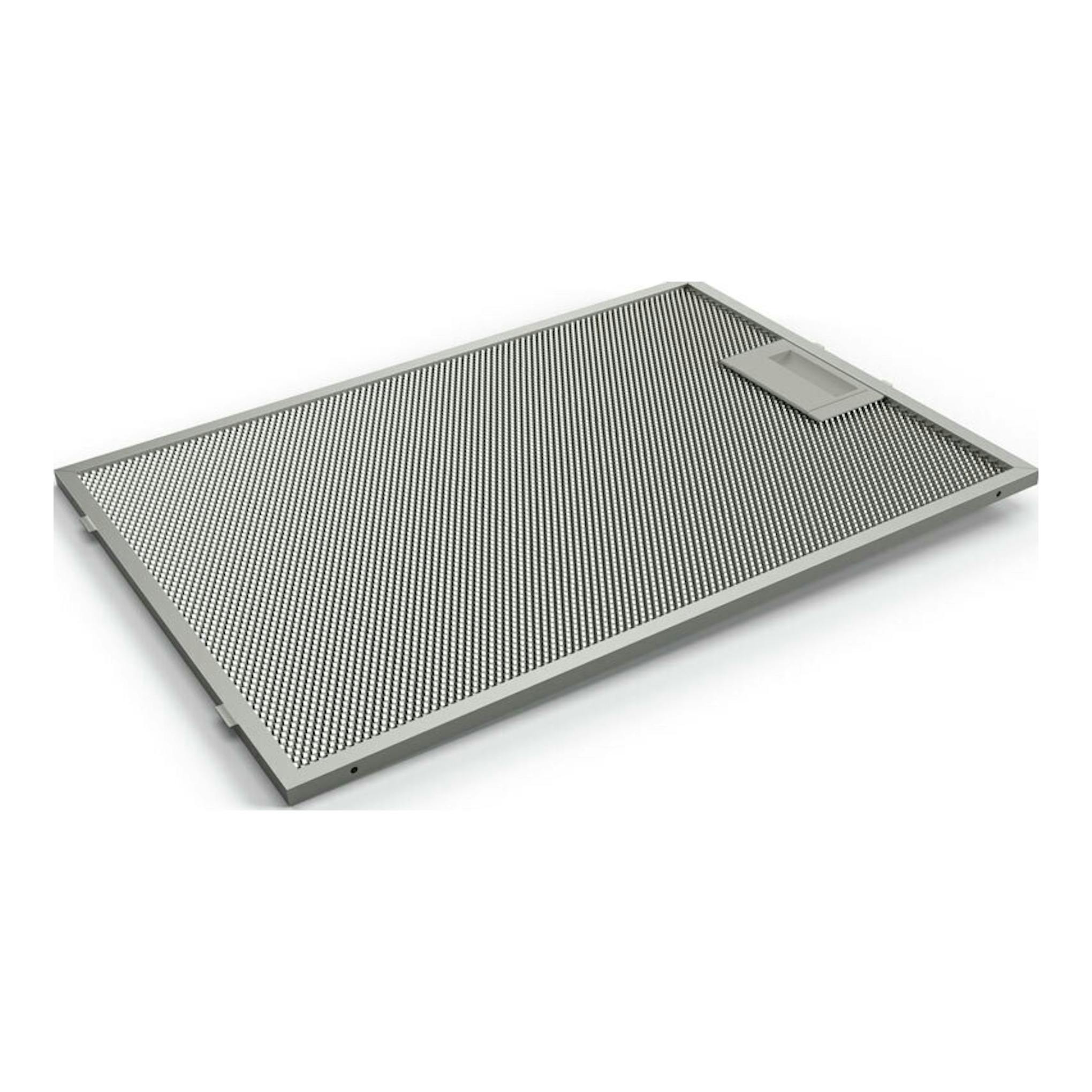 Filtro metálico rectangular Bosch DWB66BC60, visto en ángulo, color plata.