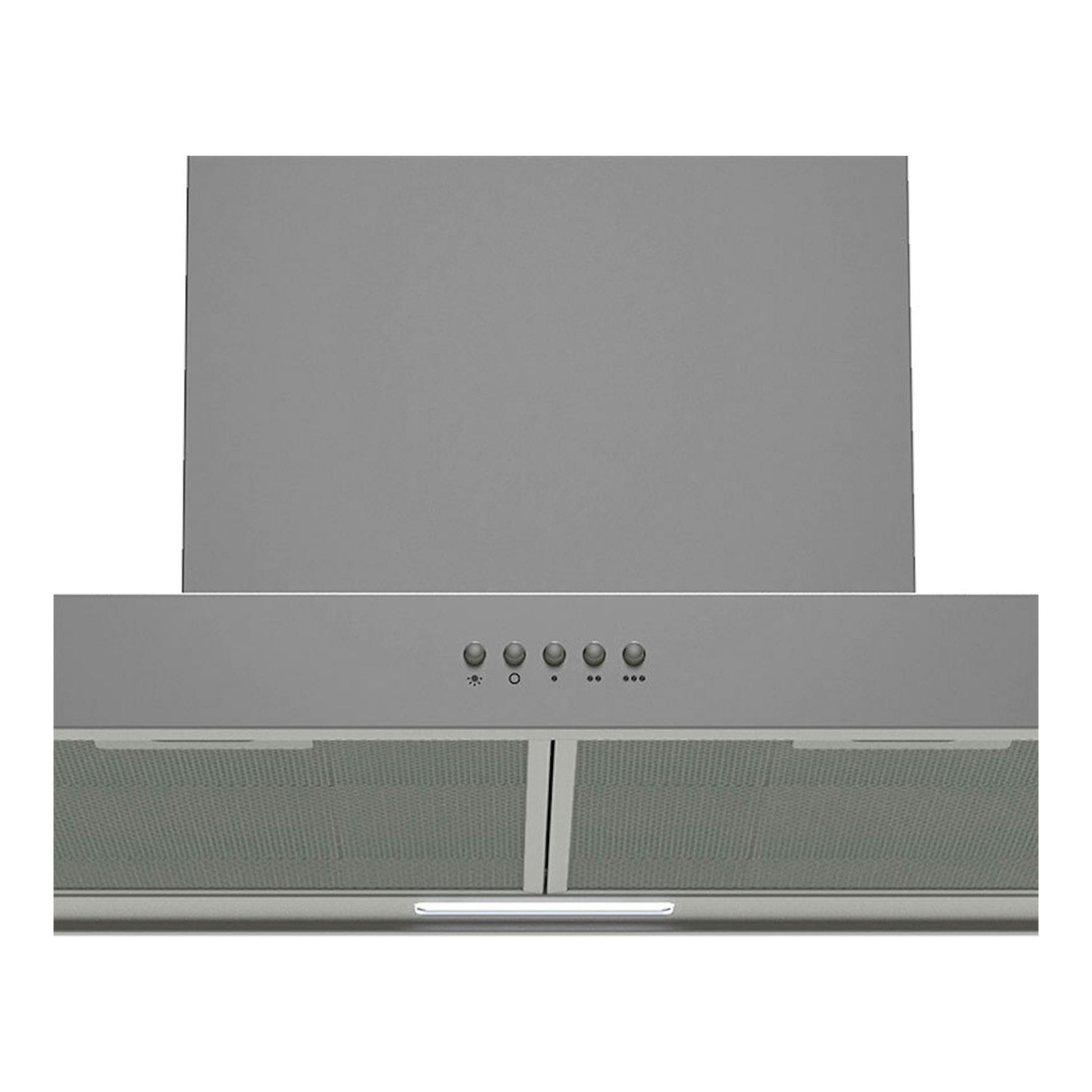 Campana decorativa Cata SPLUS6010X inox, vista frontal en acero inoxidable con botones y filtros metálicos.