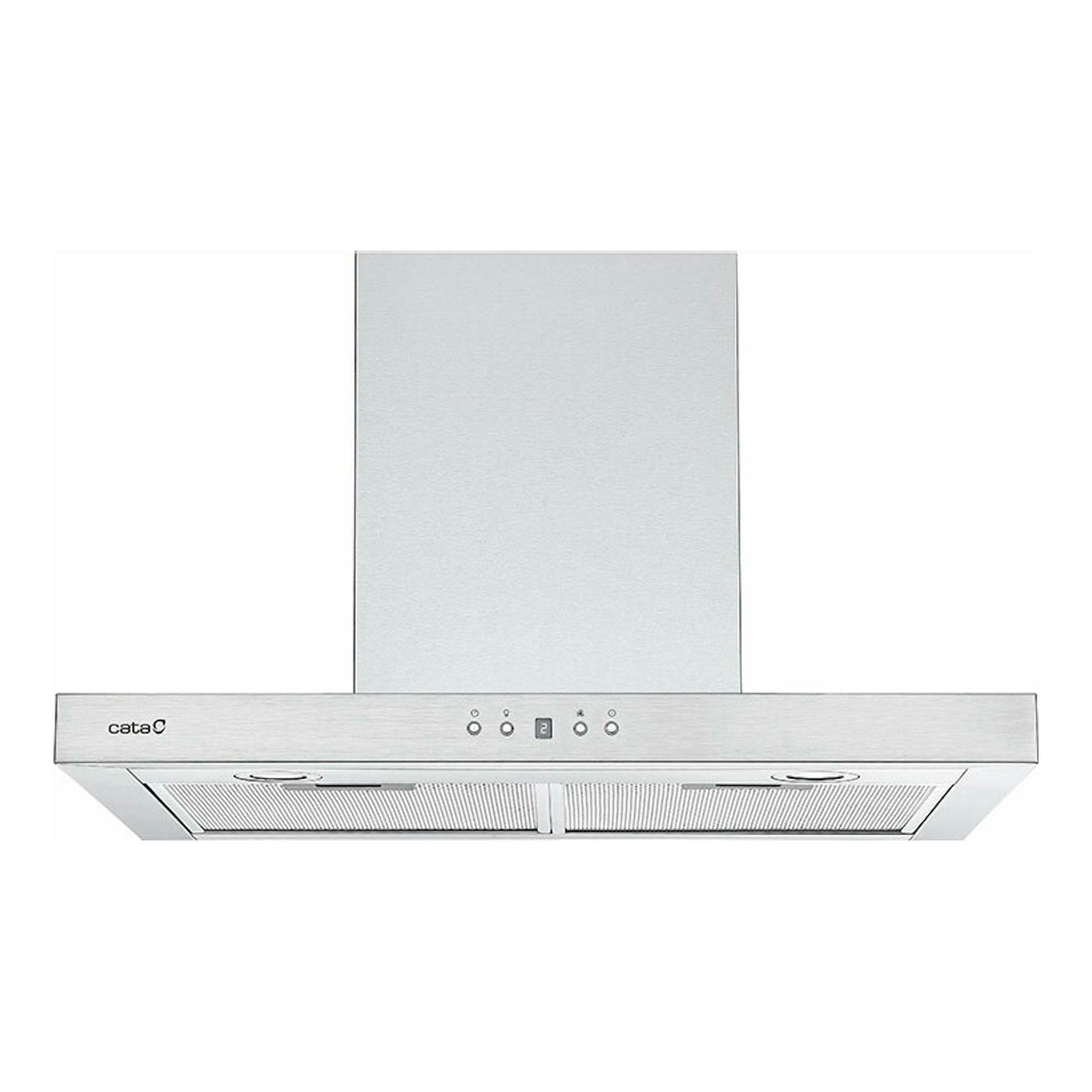 Campana decorativa Cata SPRO 7000X en inox, vista frontal, con chimenea y panel de mandos.
