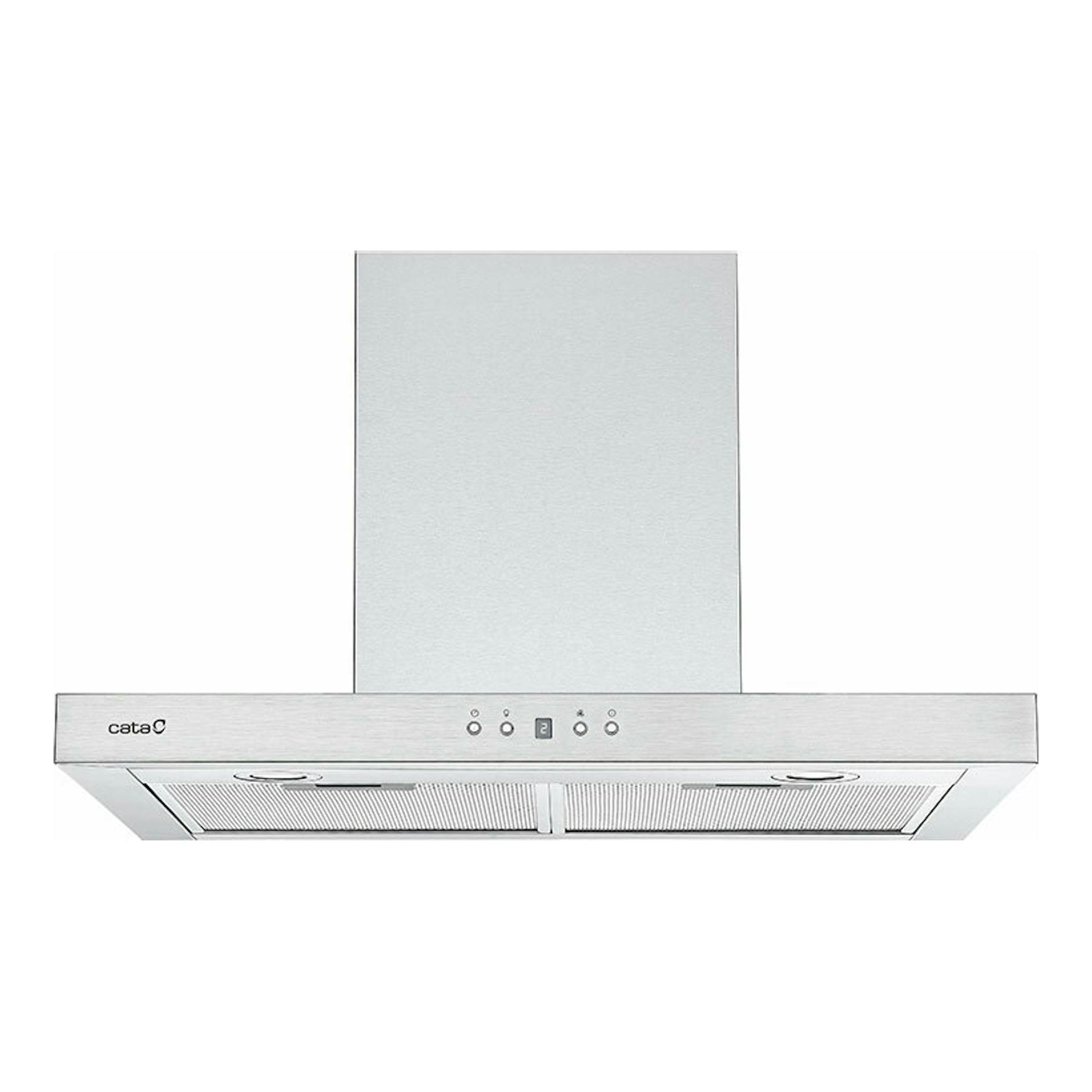 Campana decorativa Cata SPRO 7000X en inox, vista frontal, con chimenea y panel de mandos.