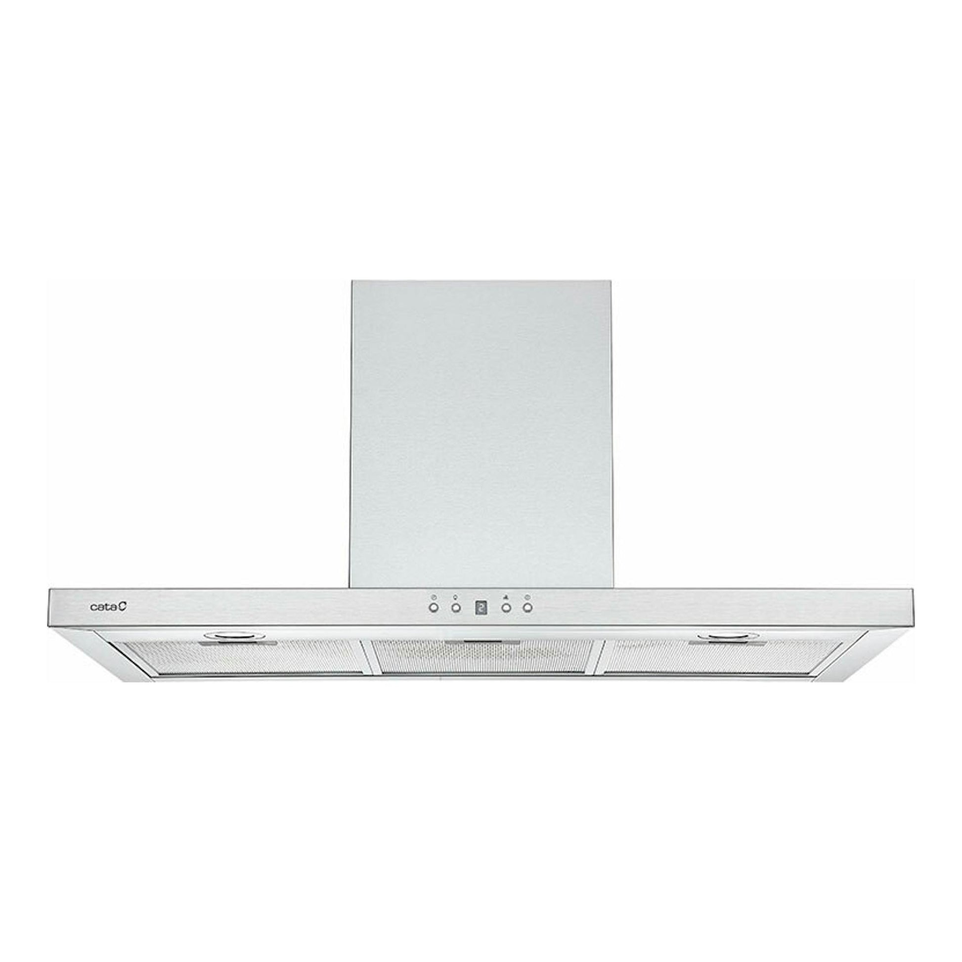 Campana decorativa Cata SPRO 9000X inox, vista frontal, con chimenea rectangular y panel de controles.
