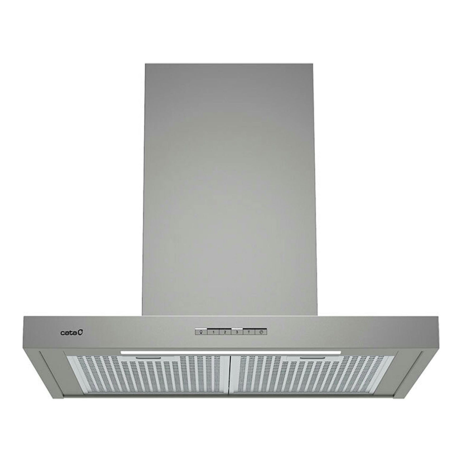 Campana decorativa Cata SYGMA 7010X de acero inoxidable, vista frontal, con panel de control y filtros metálicos.