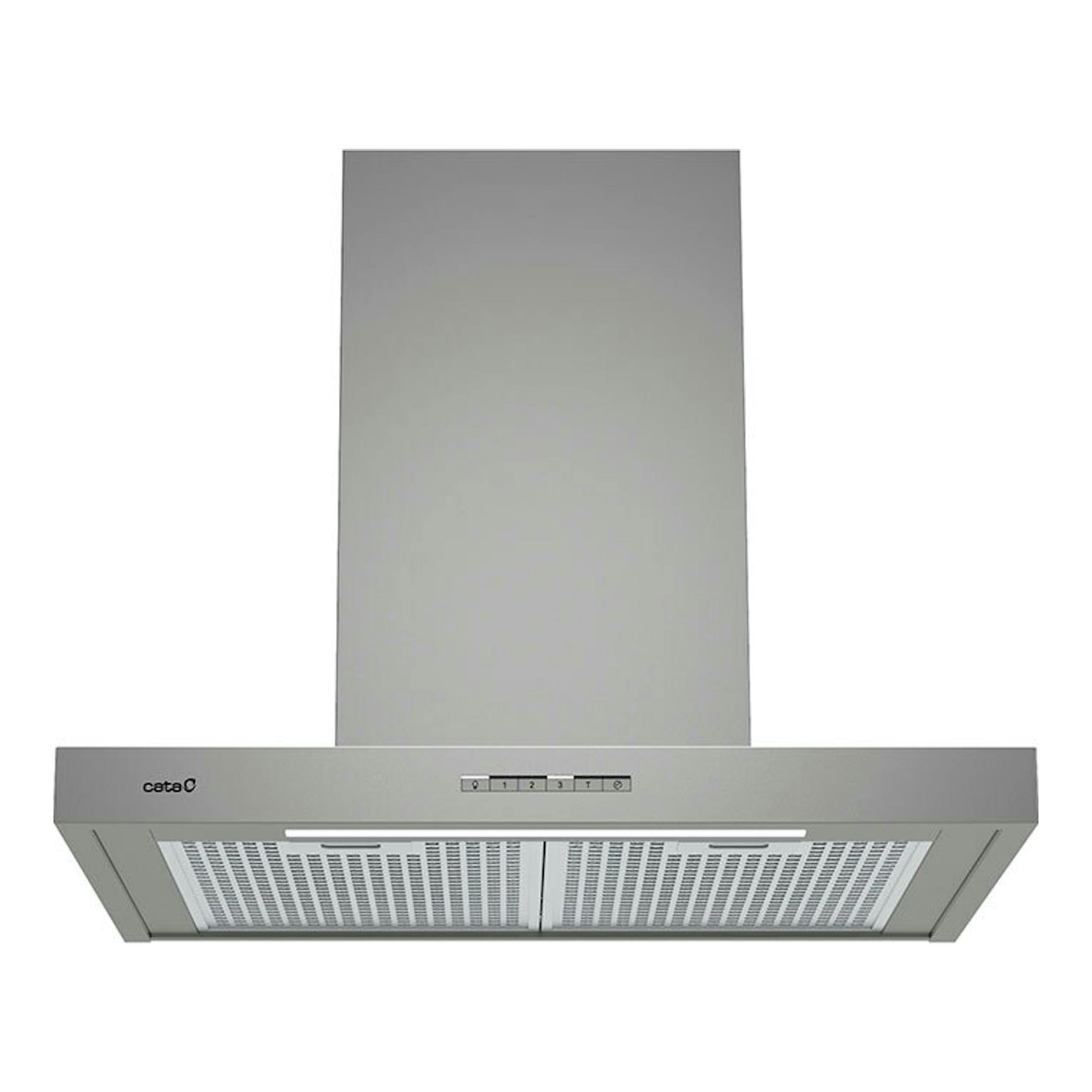 Campana decorativa Cata SYGMA 7010X de acero inoxidable, vista frontal, con panel de control y filtros metálicos.