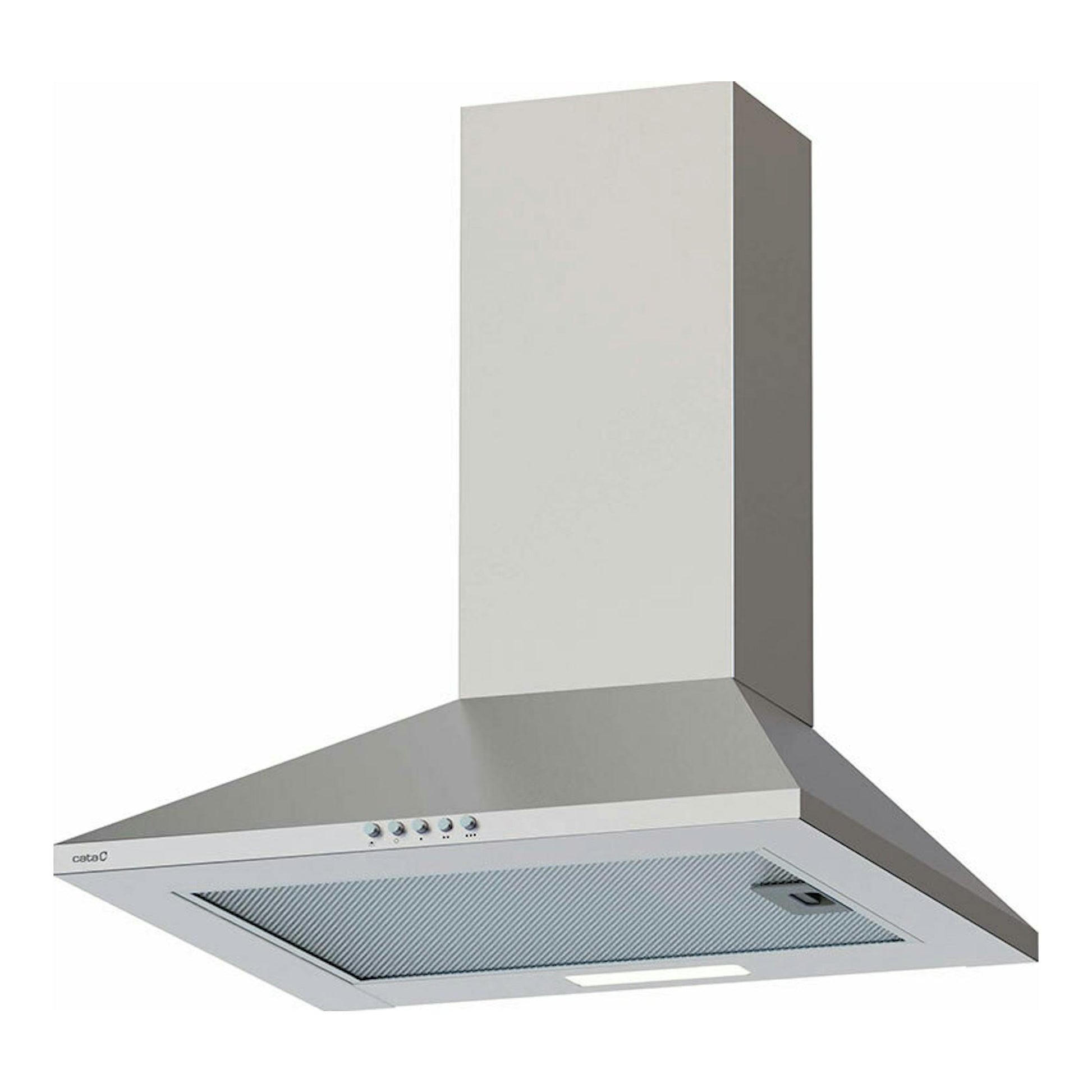 Campana extractora Cata VK5000X inox de 50 cm, vista frontal en ángulo, color acero inoxidable.