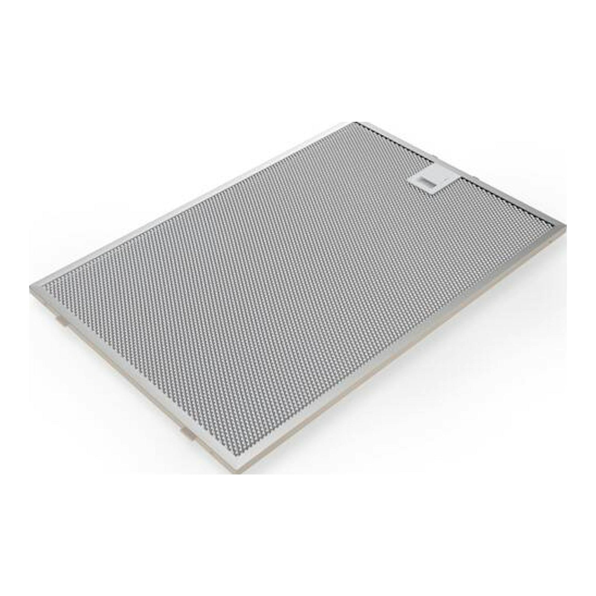 Bosch DBB65CC60, campana integrable gris plateada, vista superior en ángulo sobre fondo blanco.