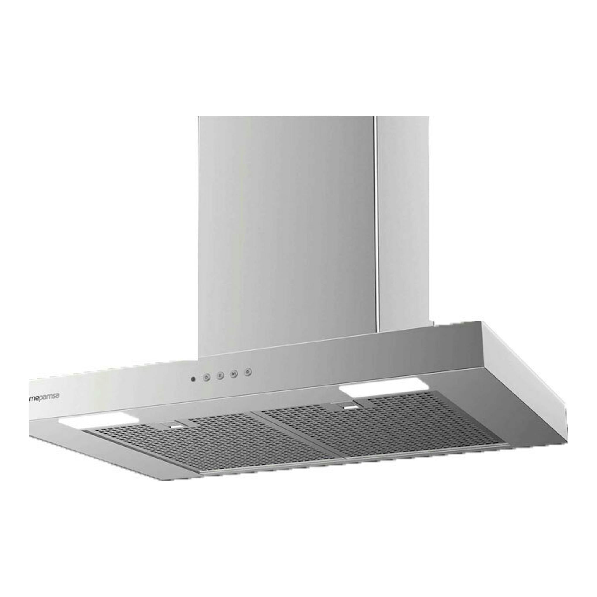 Campana extractora Mepamsa Stilo Neo 60 X inox, vista inferior en ángulo, color acero inoxidable.