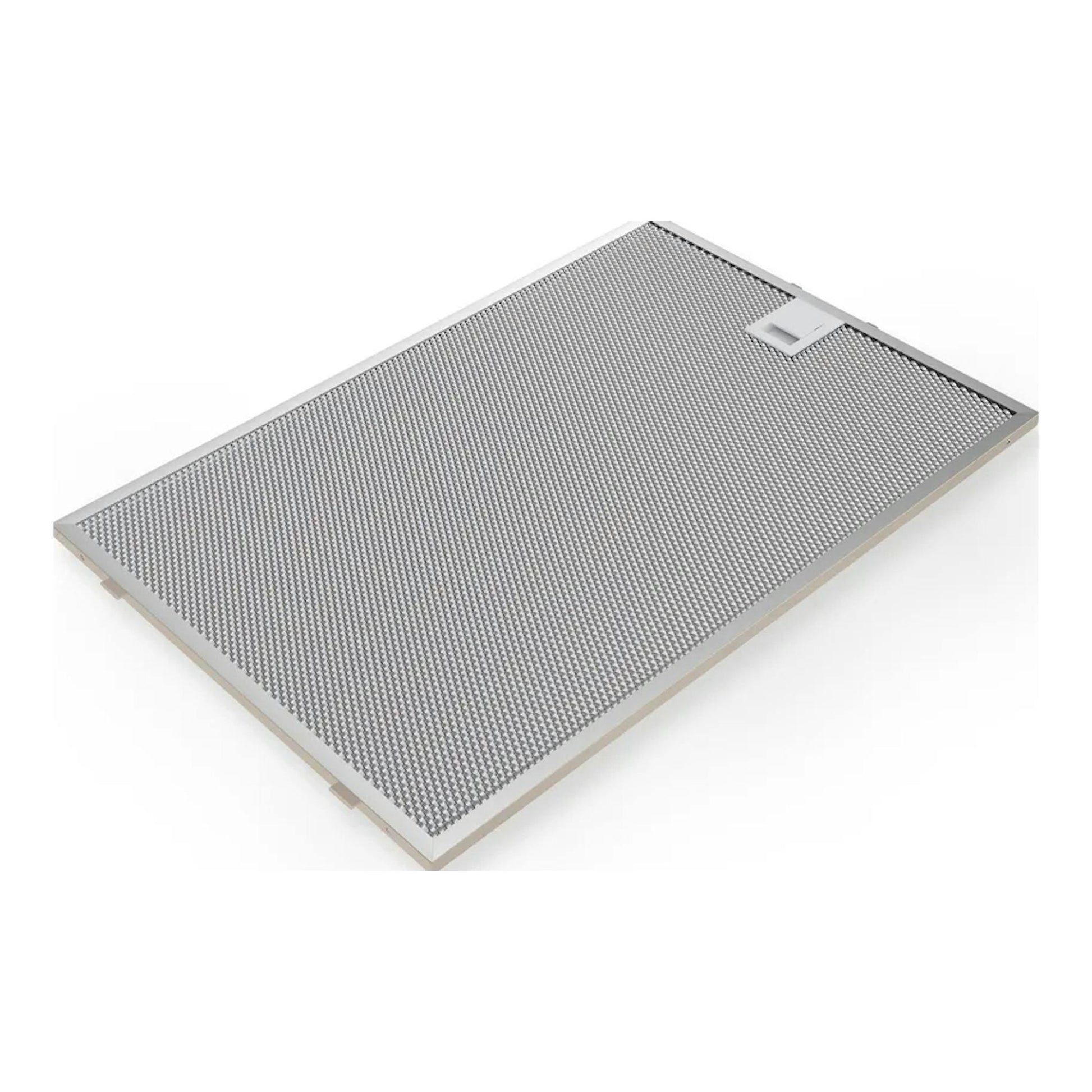 Filtro metálico gris de campana Siemens LC67BDN60, visto en ángulo sobre fondo blanco.