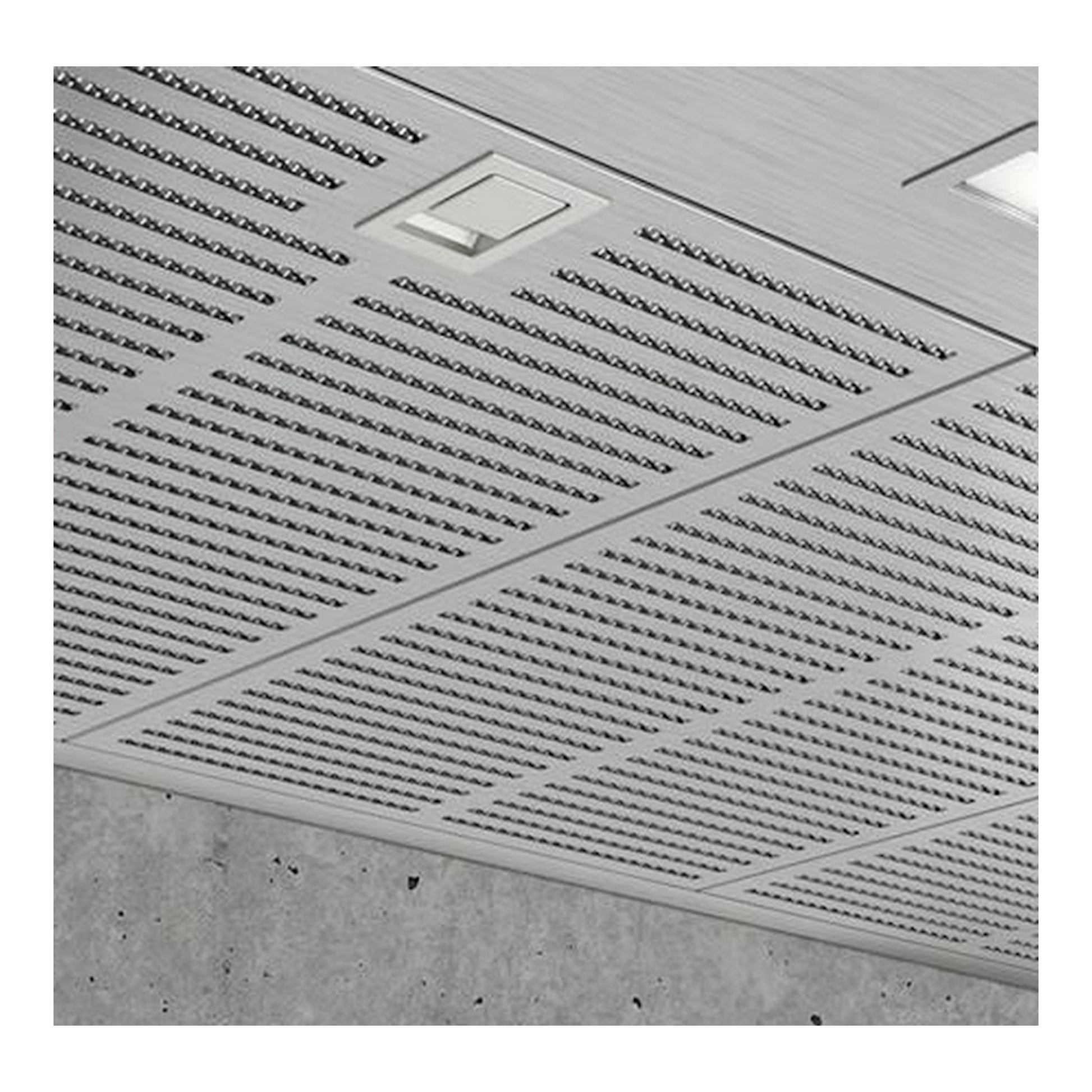 Campana decorativa Siemens LC97BHM50, vista inferior en acero inoxidable, con rejillas y luz.
